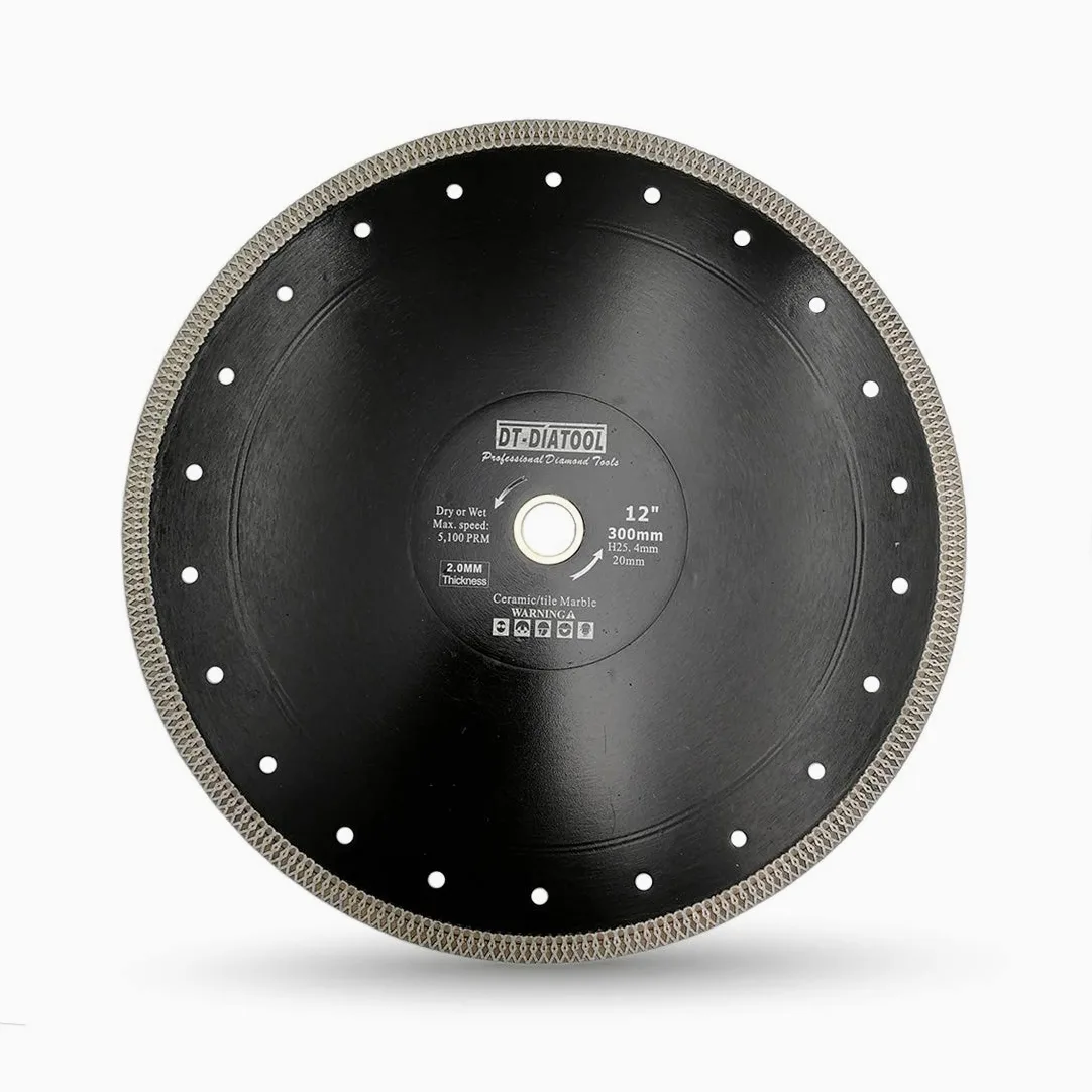 DT-DIATOOL Diamentowe ostrze piły 300 mm tarcza tnąca z siatką X Turbo do płytek porcelanowych, marmuru, ceramicznego granitu