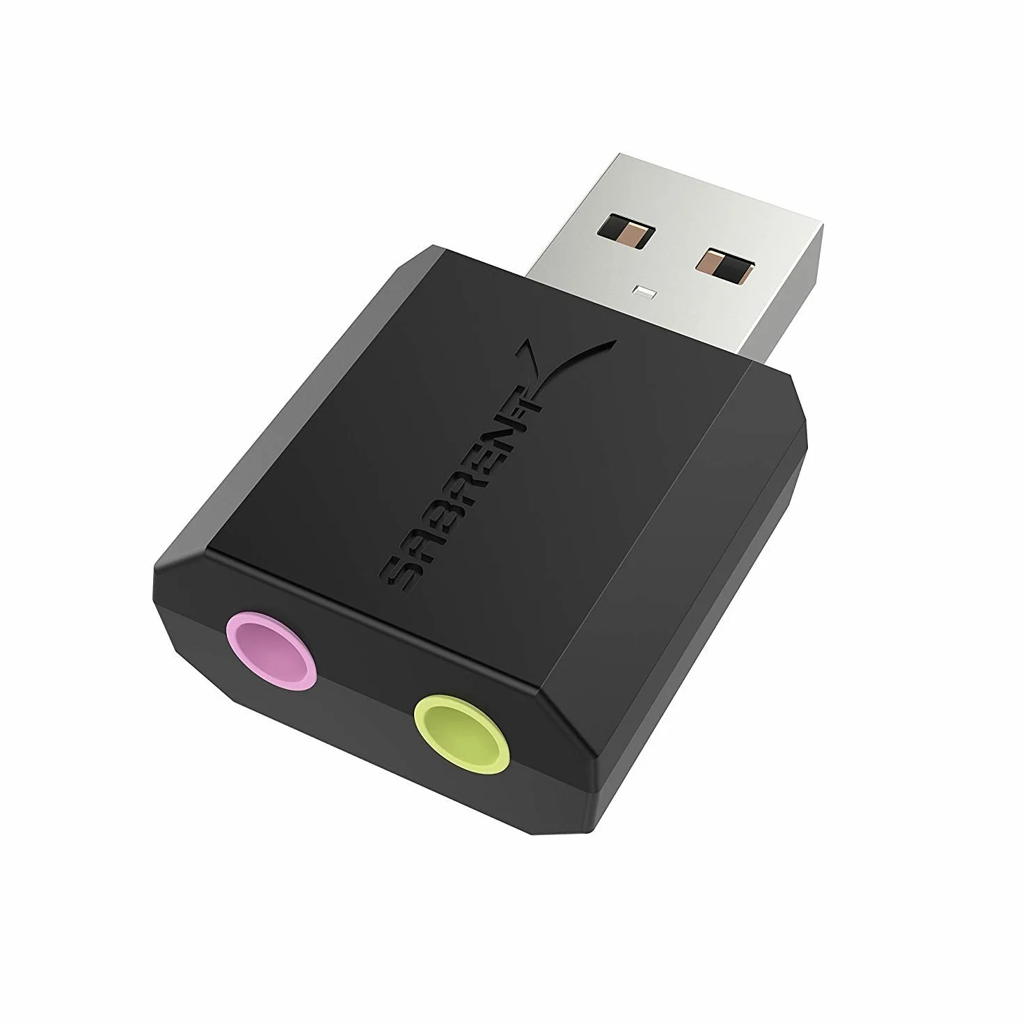 Sabrent AU-MMSA Zewnętrzny Adapter Dźwięku, Czarny, 3.81 x 1.02 x 2.29 cm