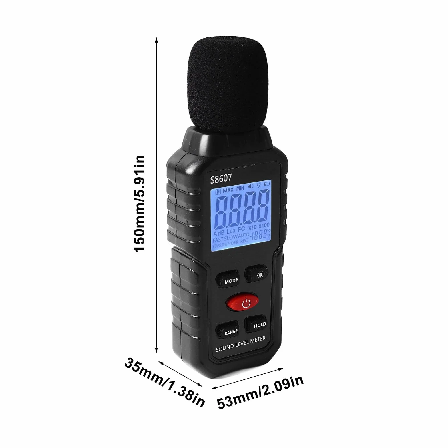 Miernik Decybeli Miernik Poziomu Dźwięku z Wyświetlaczem LCD, 30 do 130 DB Urządzenie do Pomiaru Hałasu Audio Cyfrowy Miernik Poziomu Dźwięku 31,5 Hz-8 KHz Miernik Hałasu w