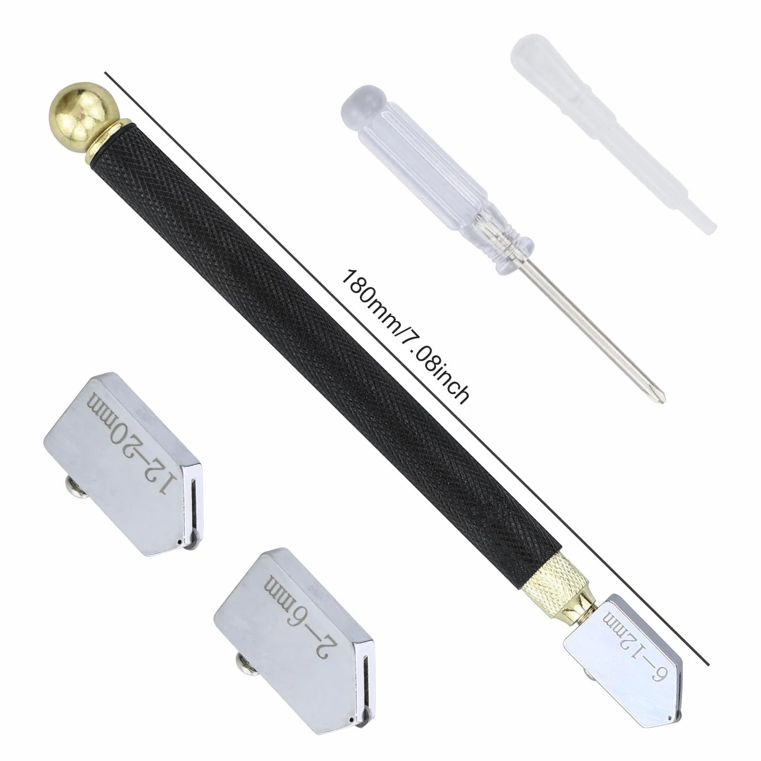 Nóż do cięcia szkła 2-20 mm z 3 głowicami tnącymi z twardego metalu