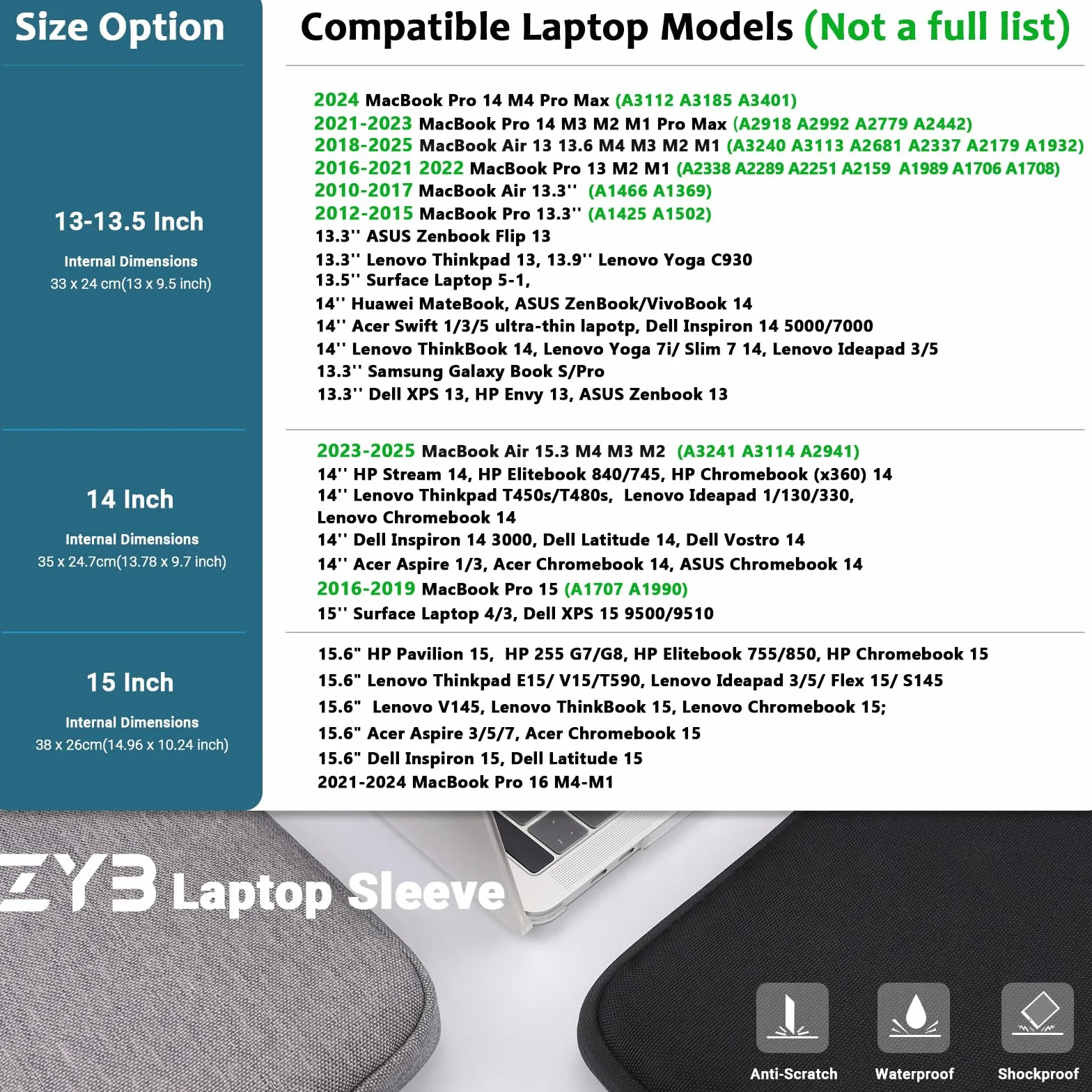 ZYB Pokrowiec na laptopa torba ochronna z kieszenią na akcesoria