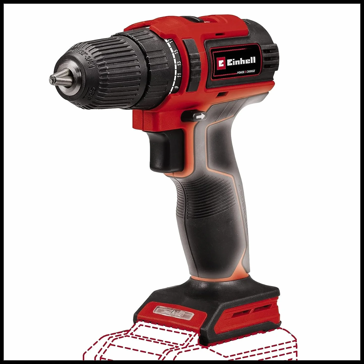 Einhell TE-CD 18/40 Li BL - Wiertarka akumulatorowa Solo Power X-Change, zasilana bateryjnie (Li-ion, 18 V, 40 Nm, silnik bezszczotkowy, elektronika prędkości, dostarczana bez akumulatorów i bez ładowarki), czarna, czerwona