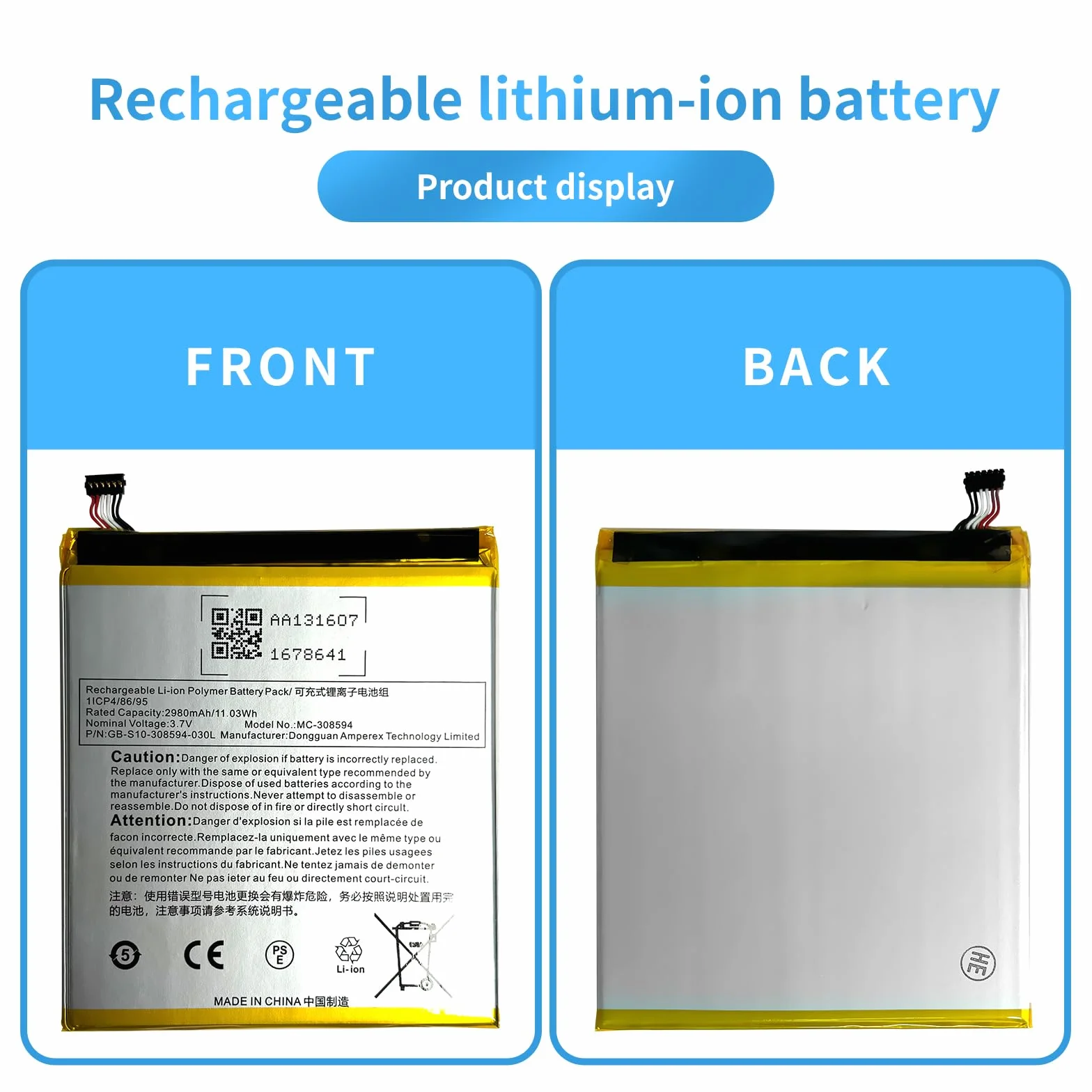 XITAIAN 3,7 V 11,03 Wh 2980 mAh MC-308594 SV98LN 1ICP4/86/95 GB-S10-308594-030L zamiennik baterii do tabletu piątej generacji (z 8 narzędziami naprawczymi)