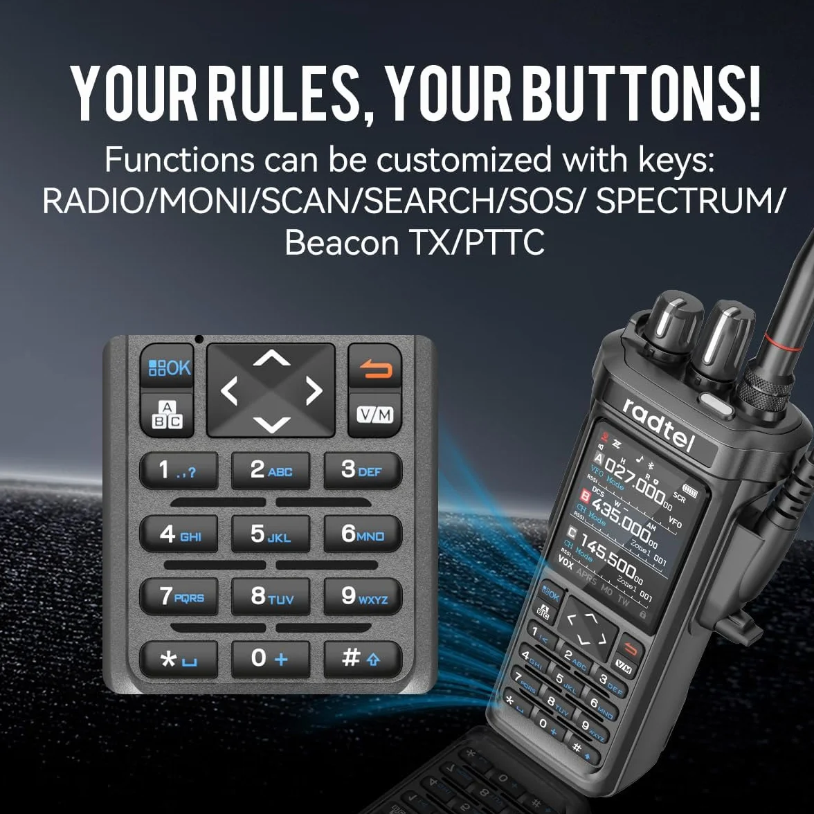 Radtel RT-950 PRO Radiotelefon amatorski 27 MHz 10 W GPS/APRS Walkie Talkie