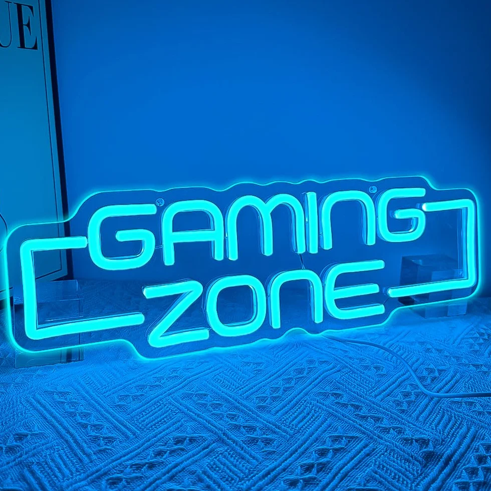 Gaming Zone Neon Sign, plac zabaw dla nastolatków znak neonowy dekoracja pokoju zabaw, Led neonowy znak gry na prezent chłopiec dzieci
