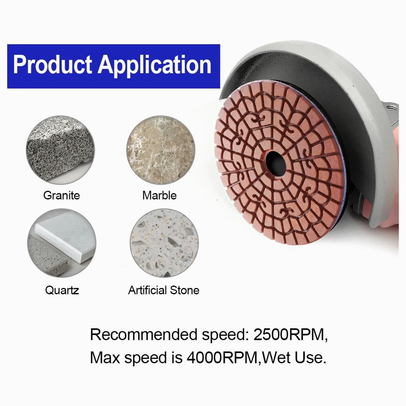 Diamentowa podkładka polerska, Pack of 6 Grit 50 4 inch Auspicious Cloud Metal Wet Diamond Polishing Pad for Stone