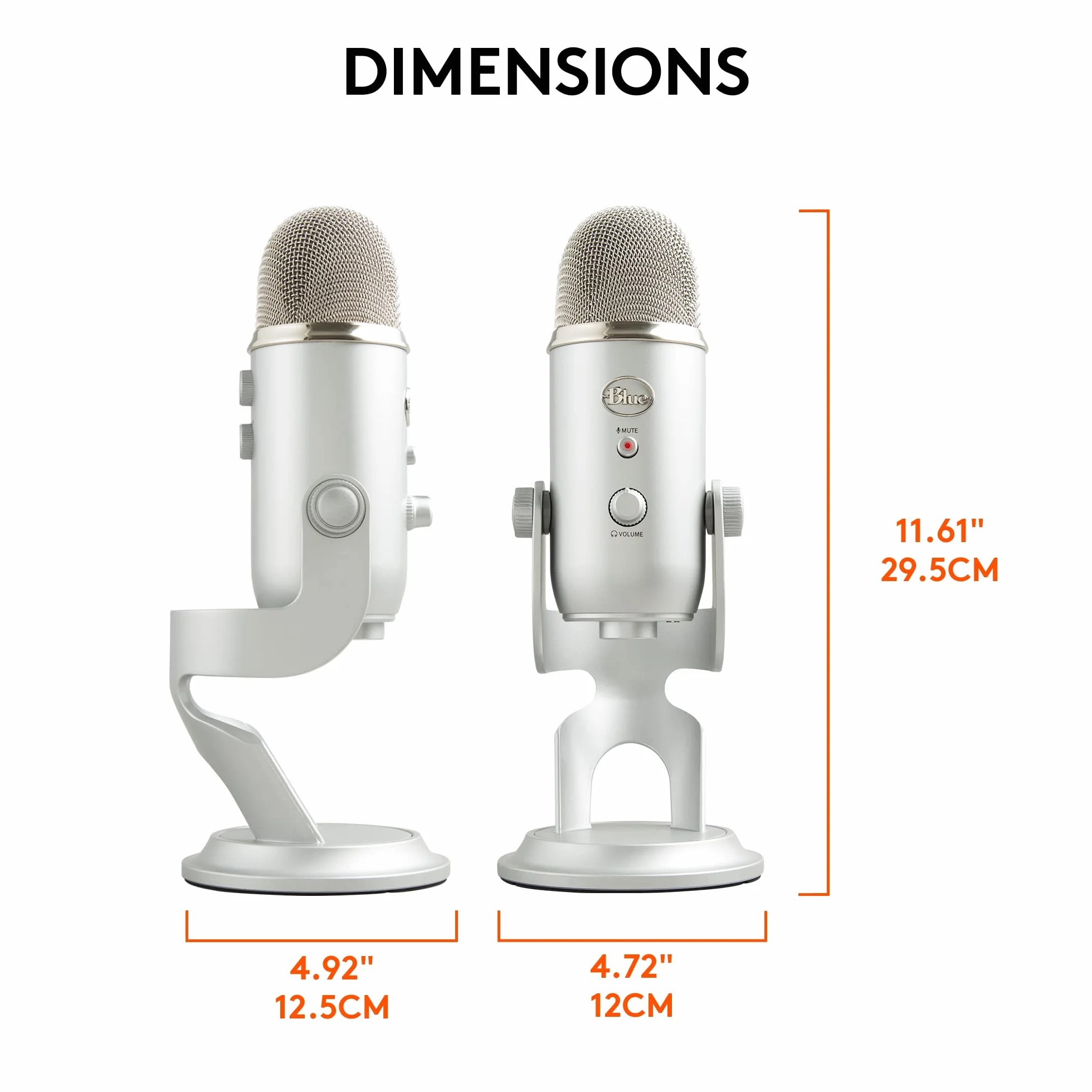 Blue Yeti Mikrofon USB do PC, Mac, Gaming, Streaming, Podkasty, Mikrofon Kondensacyjny do Studio i Komputera, Blue VO!CE, 4 Sposoby Wychwytywania Dźwięku, Plug and Play - Srebro