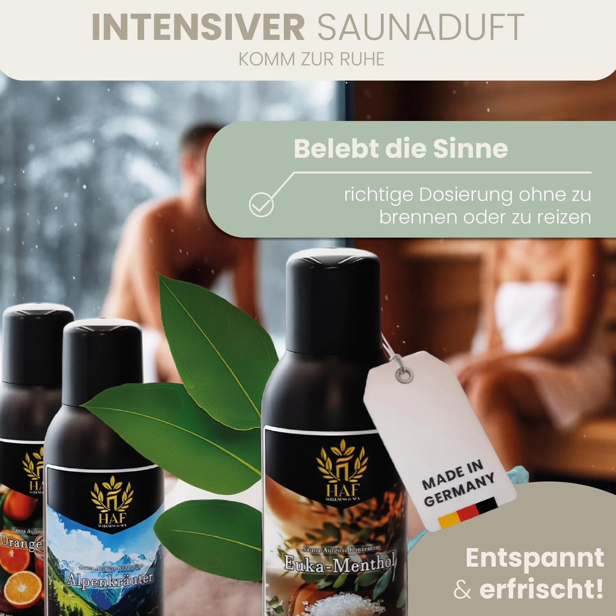 HAF Koncentrat do sauny, cynamon, 100 ml, zapach do sauny z naturalnymi olejkami eterycznymi, napar do sauny bez sztucznych dodatków, olejek do sauny zapewniający intensywny i długotrwały zapach