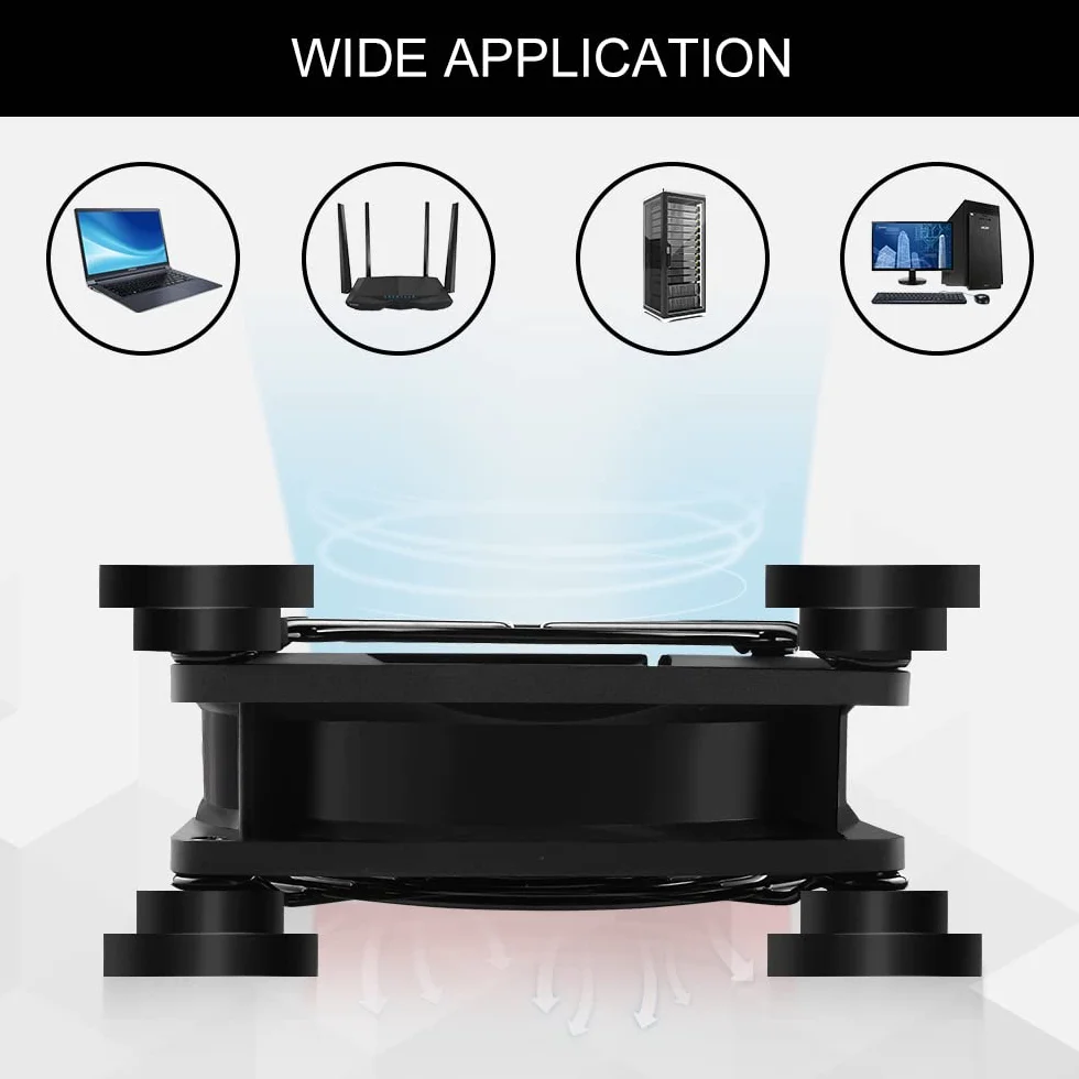 Mini wentylator USB 80 mm, sterowanie wieloma prędkościami, redukcja ciepła do routera, konsoli do gier, telewizora, odbiorcy, modemu, DVR, kabiny AV, 2 szt