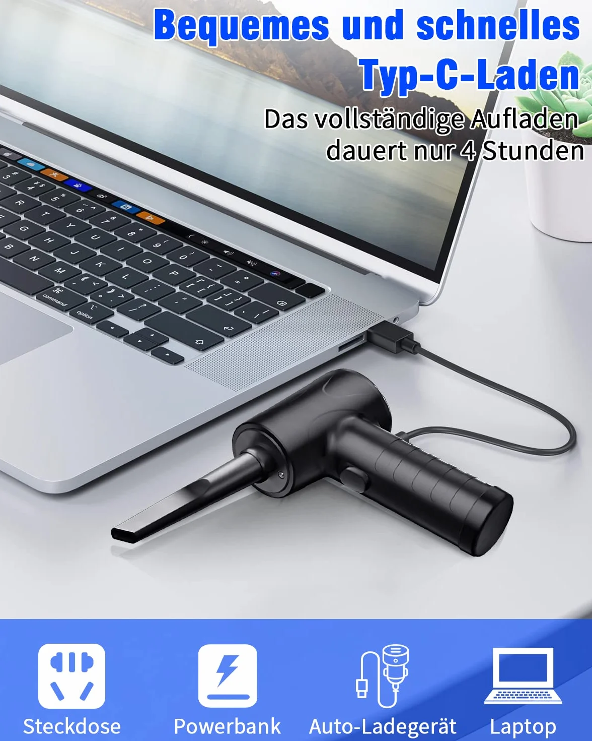 Odkurzacz na sprężone powietrze 3-biegi 91 000 obr./min 6000 mAh USB