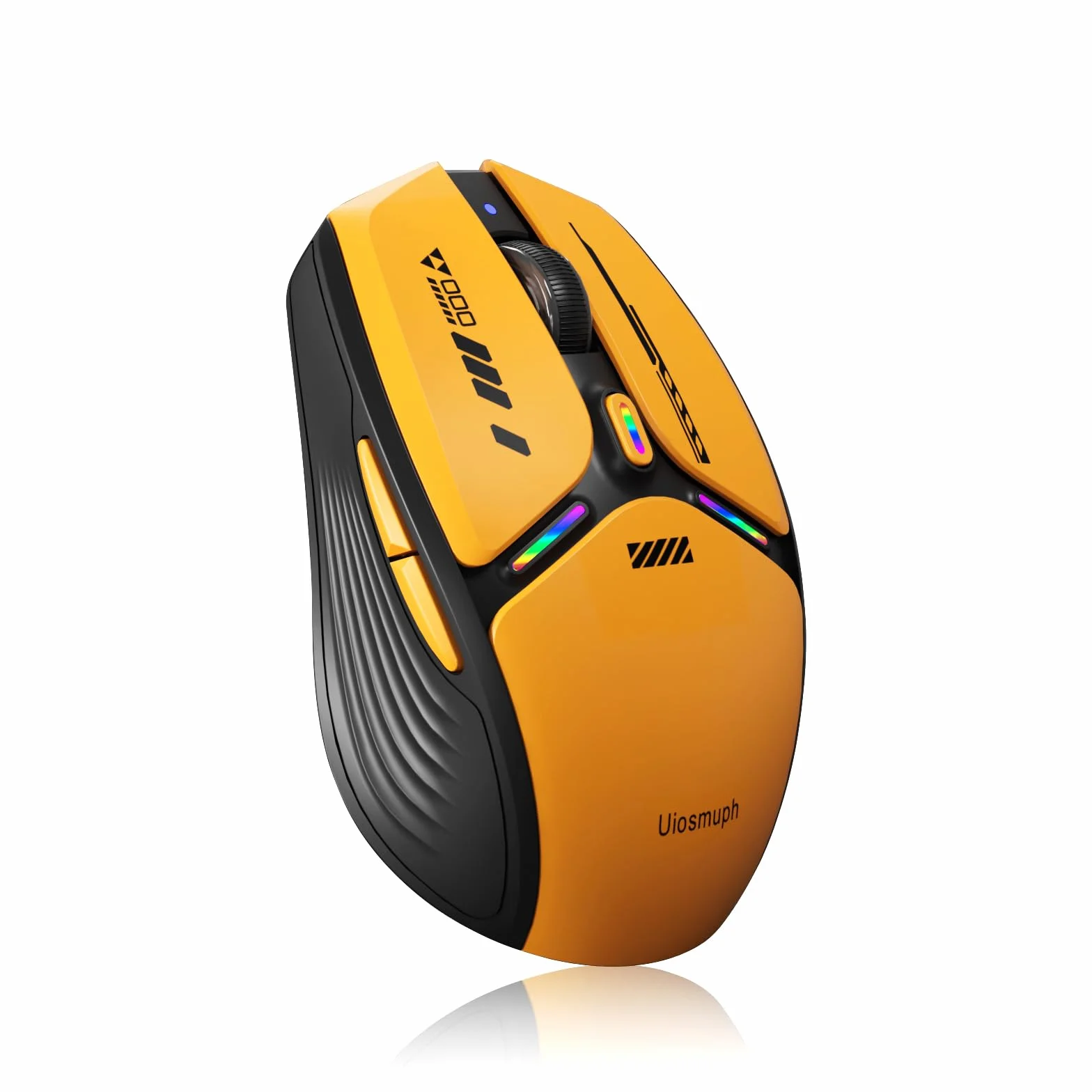 Uiosmuph G19 Bezprzewodowa mysz Bluetooth (tryb trójwymiarowy: BT5.0/5.1+2.4G), 3 dpi, widoczny poziom naładowania baterii, z adapterem odbiornika Nano USB typu c- Pomarańczowy