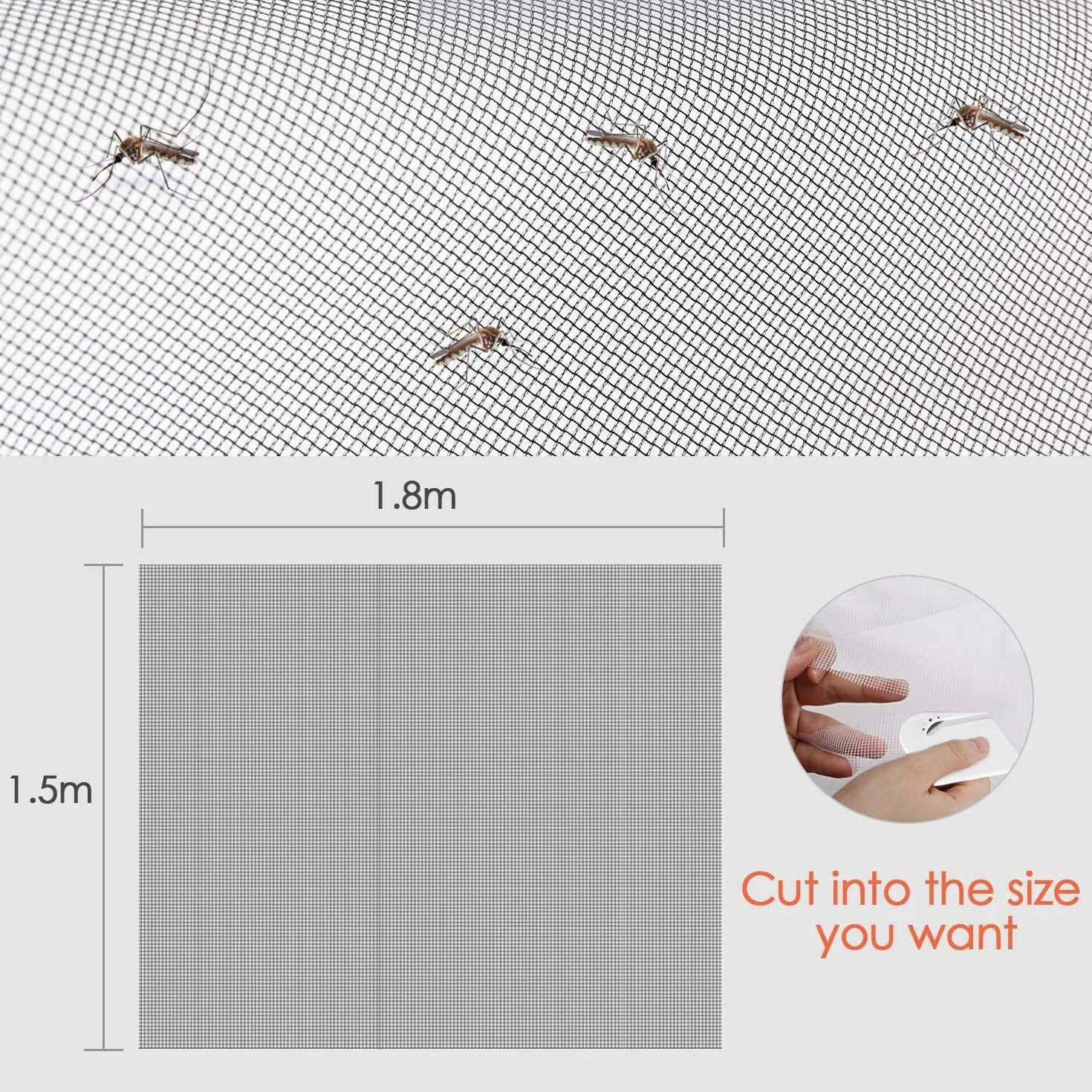 MYCARBON Moskitiera okienna DIY, regulowana moskitiera okienna, 2 sztuki, 150 x 180 cm, pasuje do każdego mniejszego rozmiaru, samoprzylepna moskitiera okienna, aby chronić przed owadami, szybka
