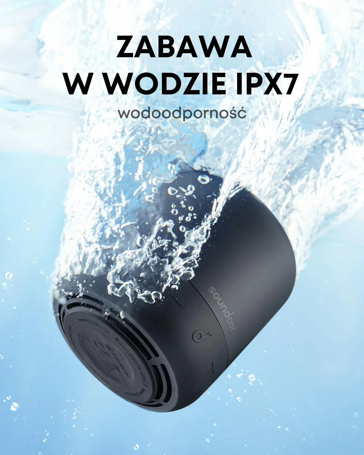 Soundcore Anker Mini 3 głośnik Bluetooth IPX7 wodoodporny USB-C BassUp PartyCast EQ czarny