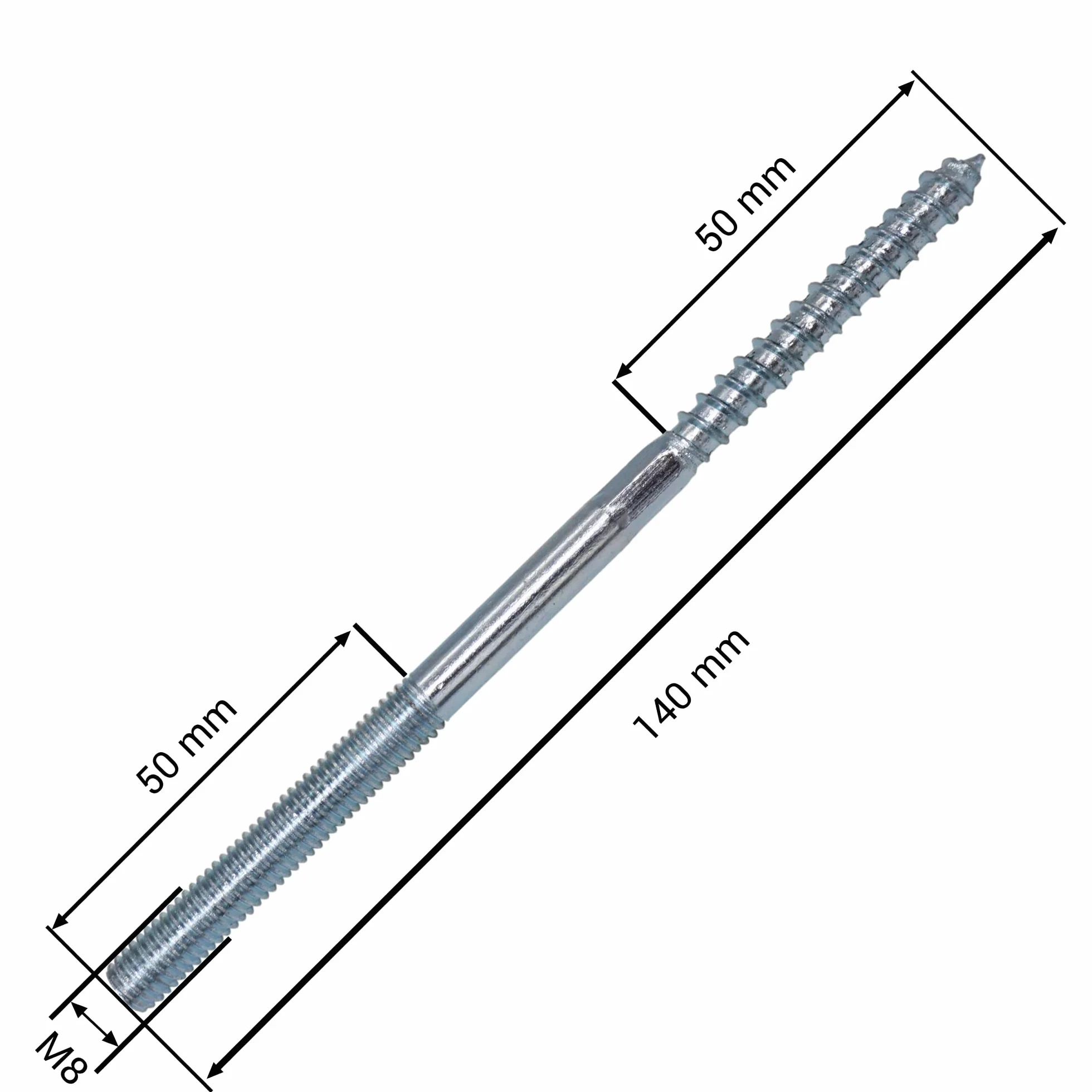 SKIR'CO (10 szt.) Śruby wieszakowe M8 x 140 mm, śruby do kołków z gwintem dwustronnym, śruby z łbem podwójnym