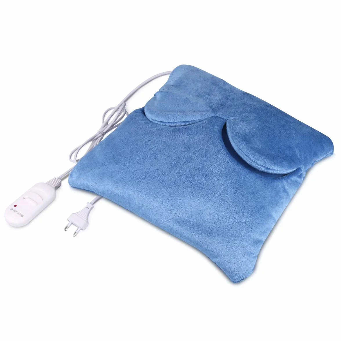 Navaris 2 w 1 elektryczna poduszka grzewcza i ogrzewacz stóp – 38 x 38 cm, 2 poziomy ciepła, 45 W, nadaje się do prania, poduszka rozgrzewająca na plecy, kark, ramiona, stopy, kolor niebieski (Diamond