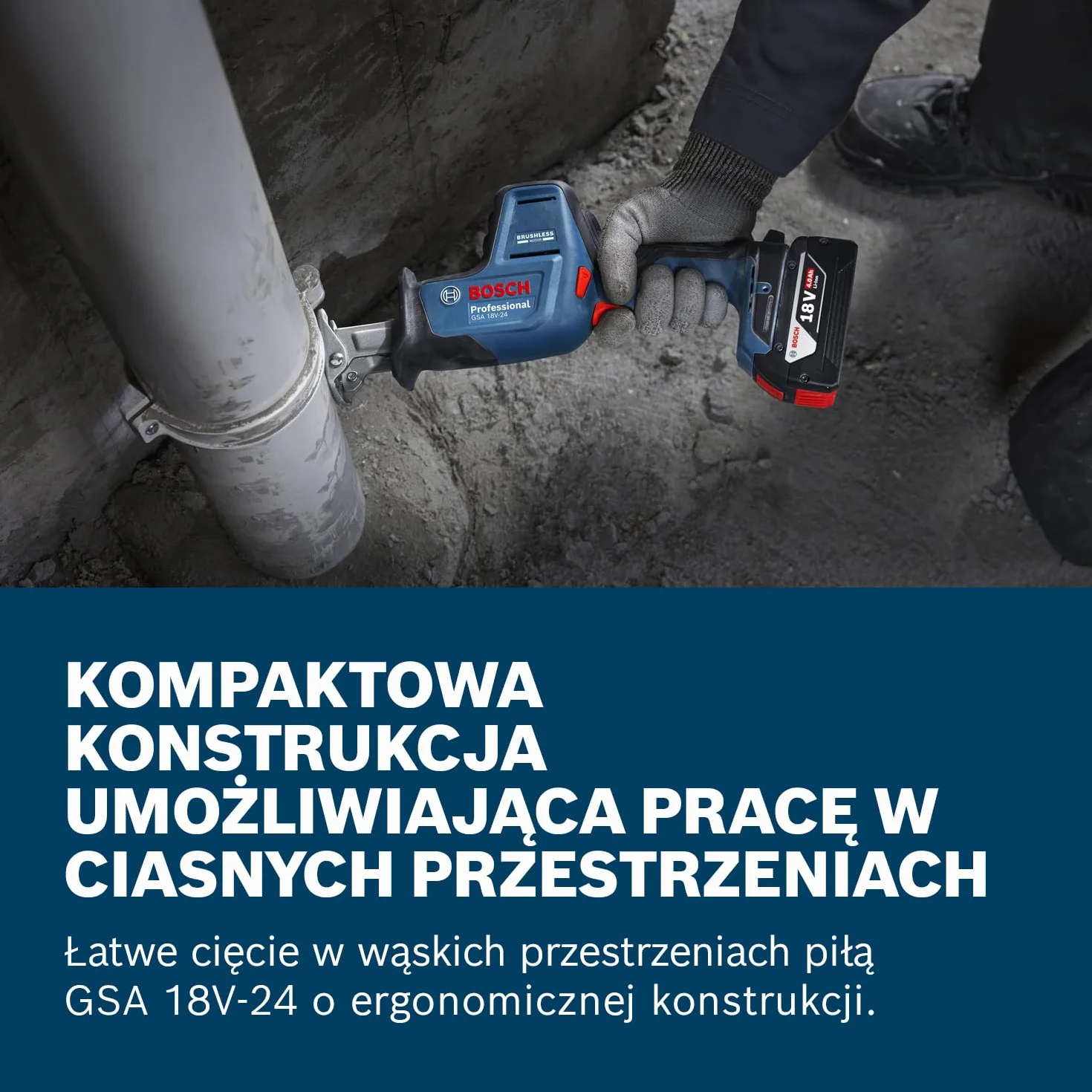 Bosch Professional 18V System Akumulatorowa piła szablasta GSA 18V-24 (brzeszczot S922EF, S2345X)