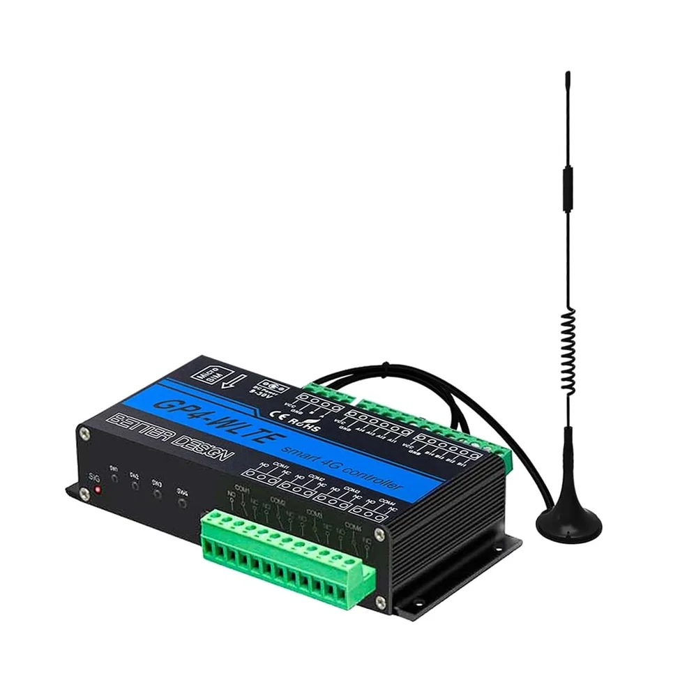 Jaywool GP4-WLTE 4G Global GSM SMS App Controller RS485 Web Control, jak pokazano, tworzywo sztuczne, wyjście przekaźnikowe 10 A, wtyczka EU