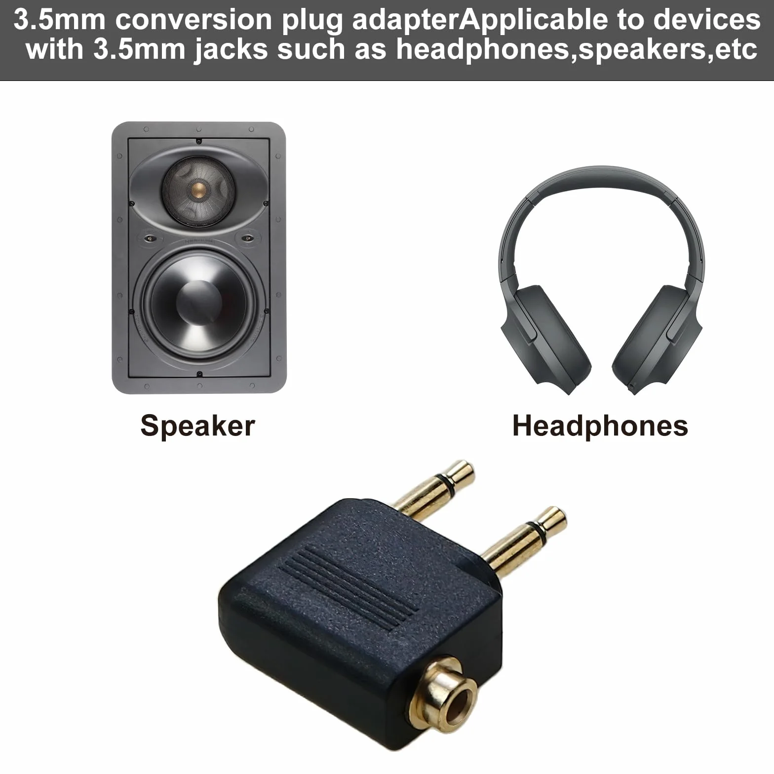 Adapter do słuchawek samolotowych 3,5 mm podwójny wtyczka audio zestaw