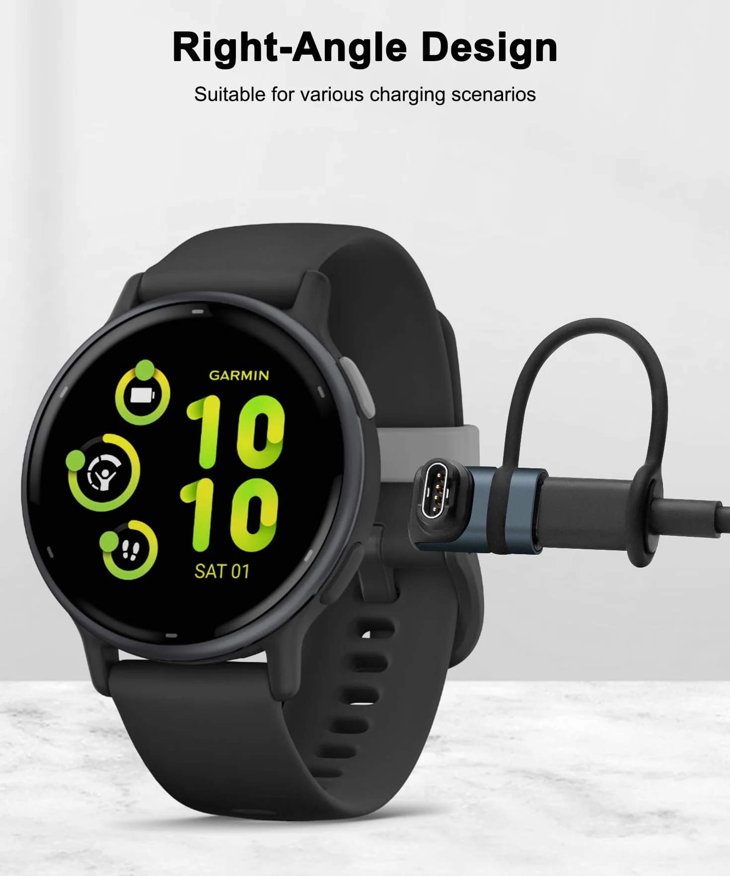 Adaptery do ładowarki do zegarków (opakowanie 2), złącze ładowania typu C żeńskie na męskie kompatybilne z Garmin Fenix 7/7S/7X/6/6X/6S i więcej - szary