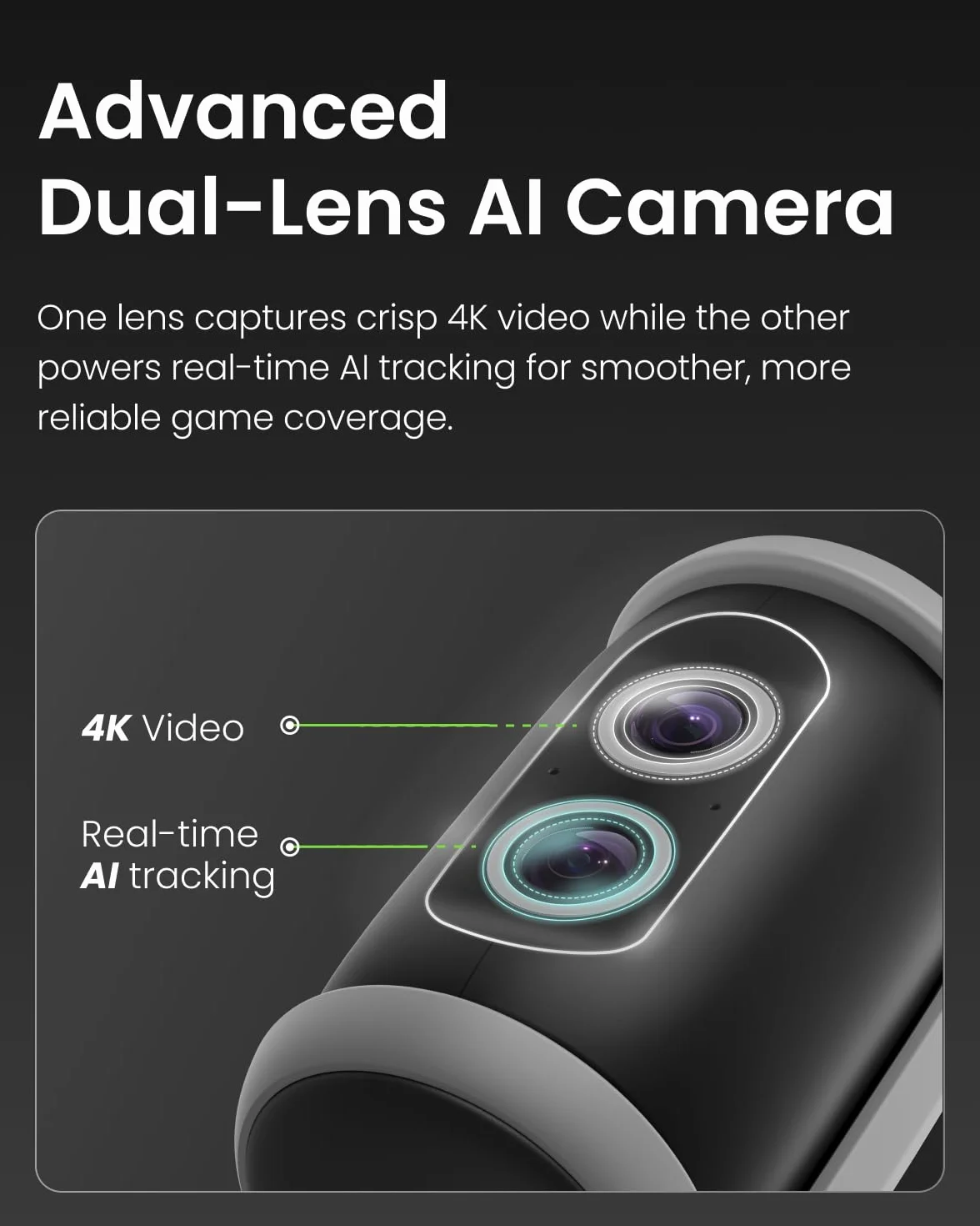XbotGo Falcon All-in-One kamera sportowa AI 4K z automatycznym śledzeniem podwójnym obiektywem