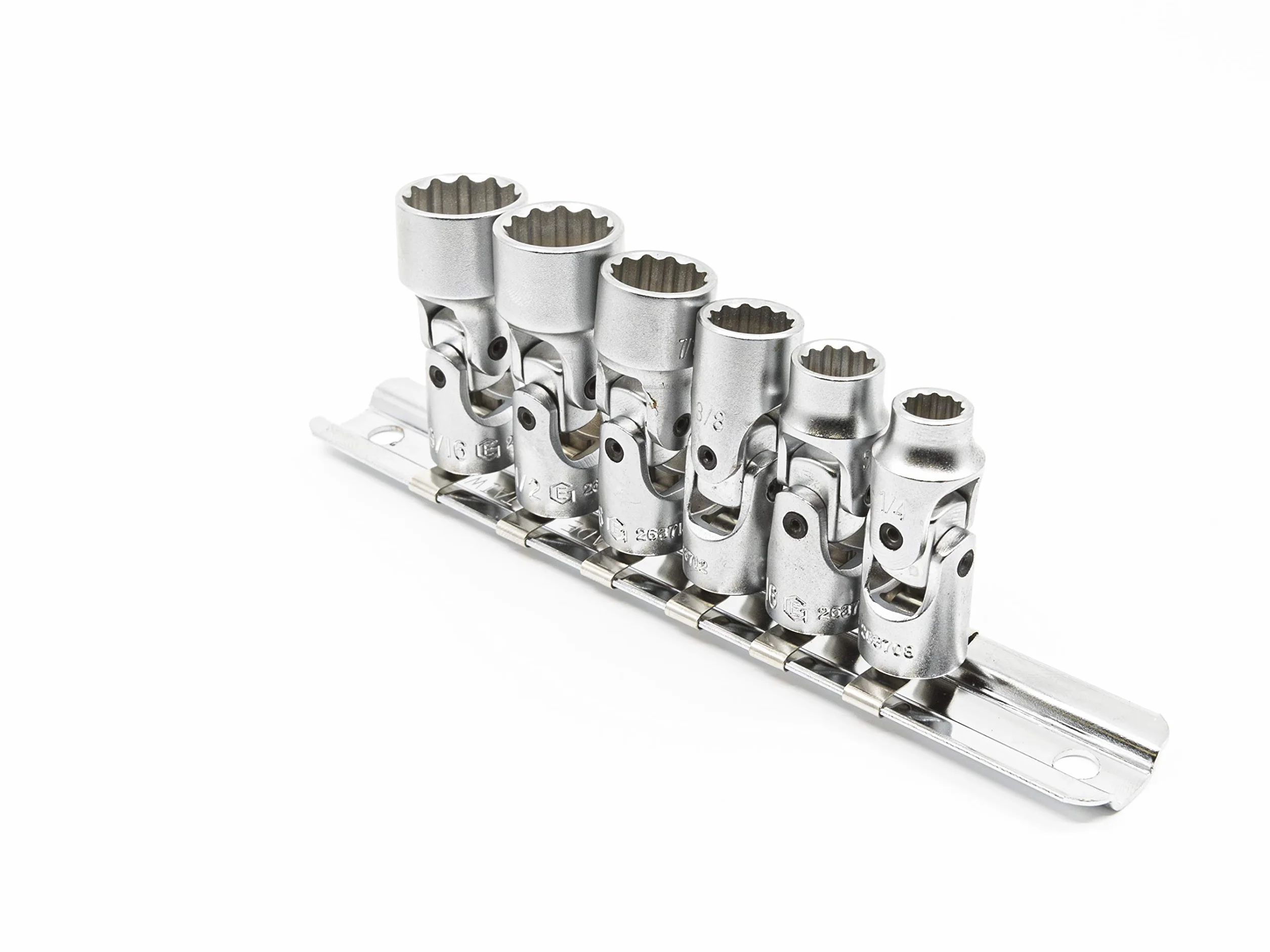 Genius Tools 6-częściowy uniwersalny zestaw nasadek ręcznych 1/4" Drive SAE (12-punktowy), matowe wykończenie - US-206S