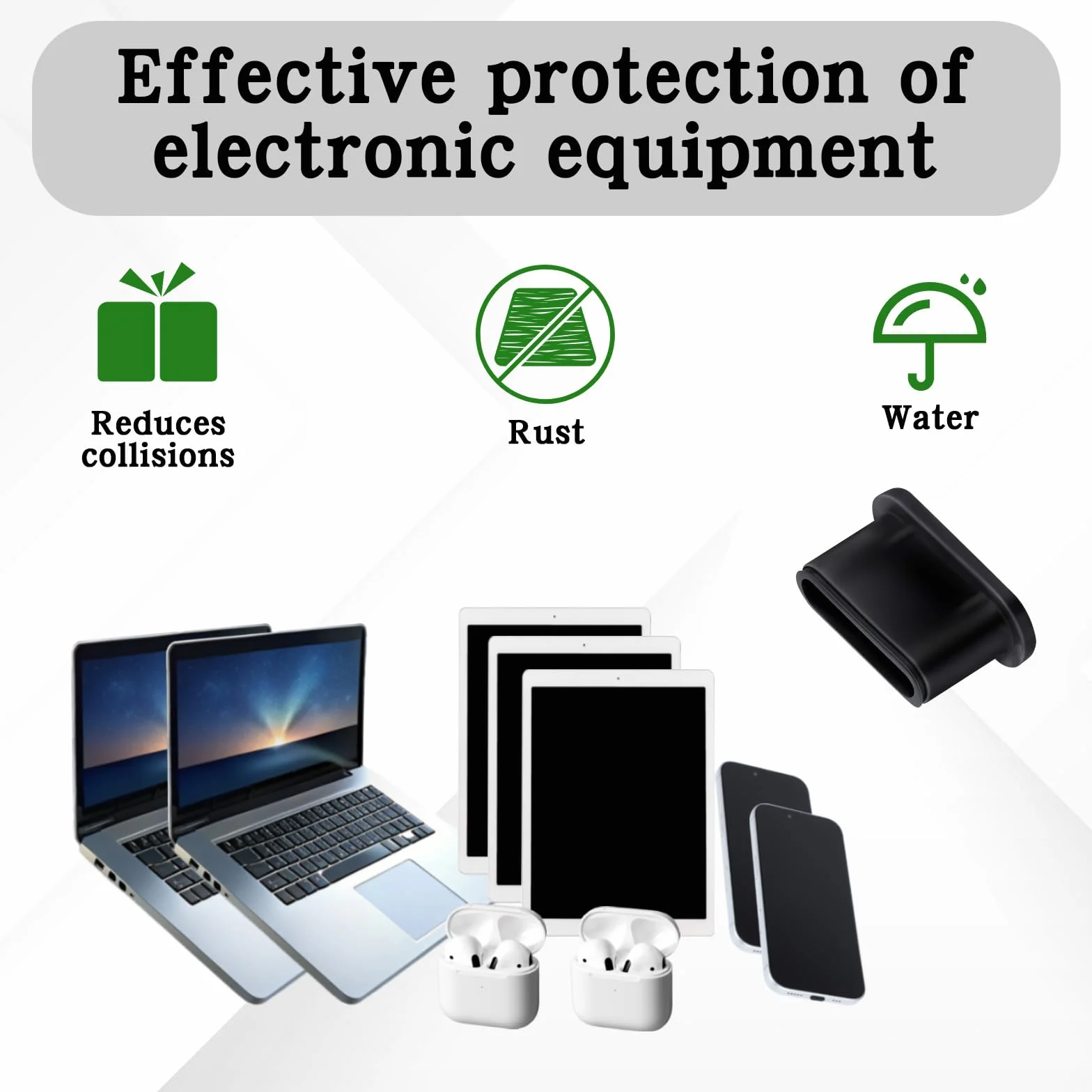 Silikonowa wtyczka przeciwpyłowa USB C czarna osłona portu ładowania z plastikową szczotką