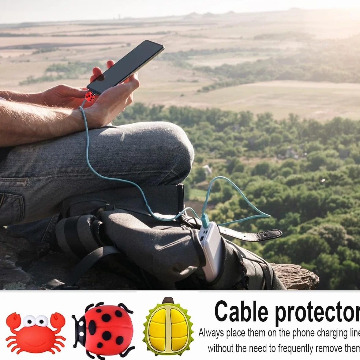 Ochraniacz kabla - 8 szt. Kabel ochronny do owoców dla zwierząt z kreskówek, ochrona kabla dla zwierząt z kreskówek, kabel do ochrony przed pęknięciem kabla, do telefonu ładowarka USB Protect