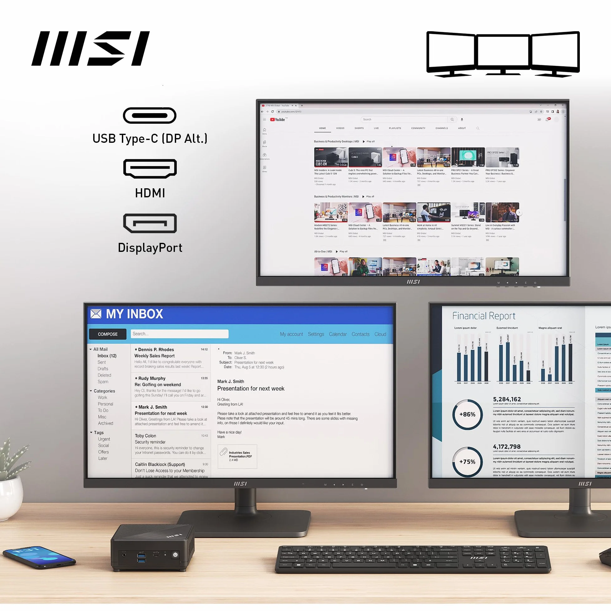 MSI Cubi N ADL S-079DE Mini PC Intel N100 4 GB DDR4 128 GB M.2 SSD USB 3.2 Gen 2 Type C HDMI 2.1 DP 1.4 Bluetooth 5 Dual LAN Windows 11 Pro VESA