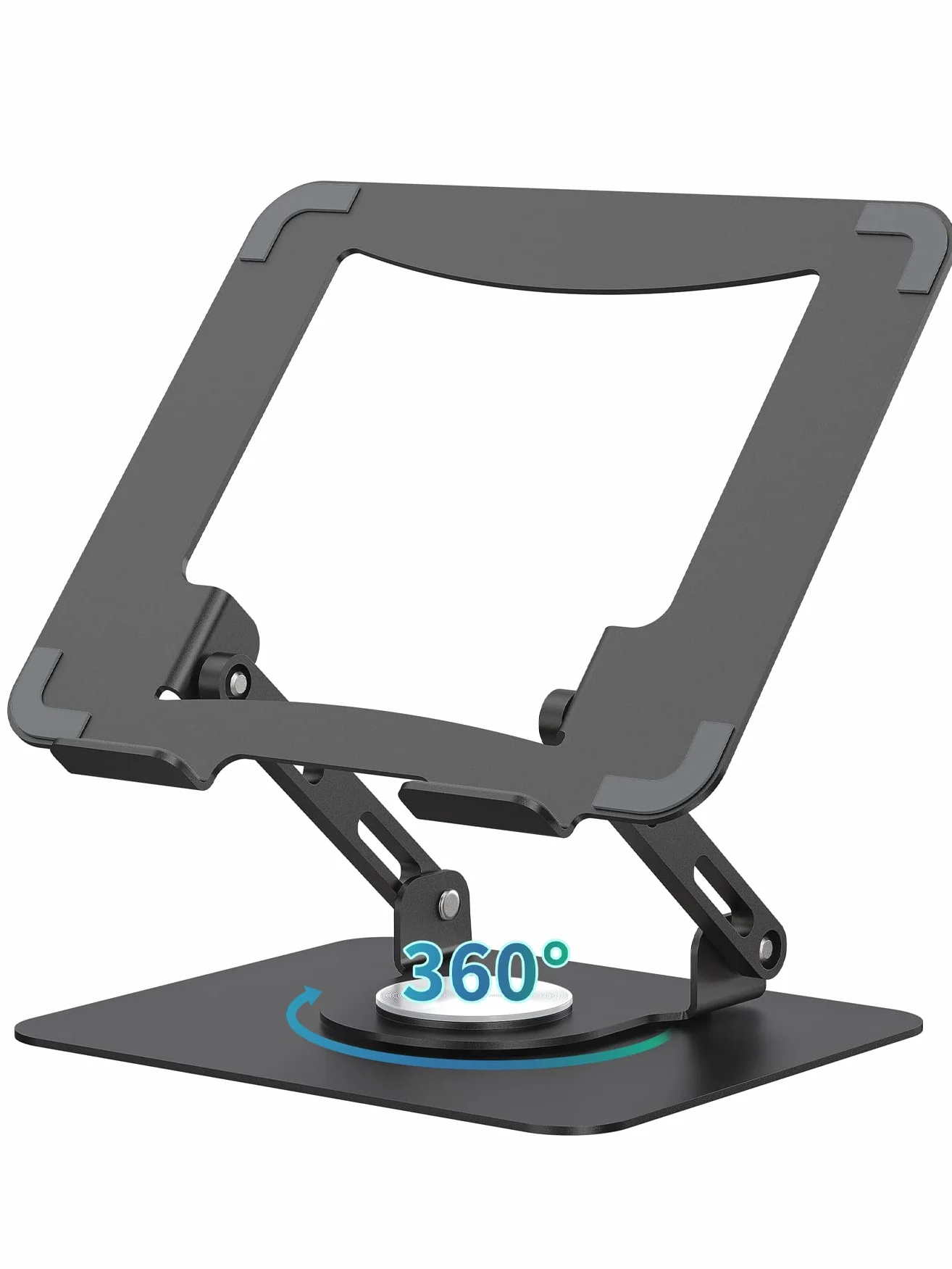 SOUNDANCE Stojak na laptopa z podstawą obrotową 360°, ergonomiczny podest komputerowy na biurko, regulowana, składany uchwyt na laptopa, stabilny uchwyt na notebooka 10-15,6 cala (czarny)