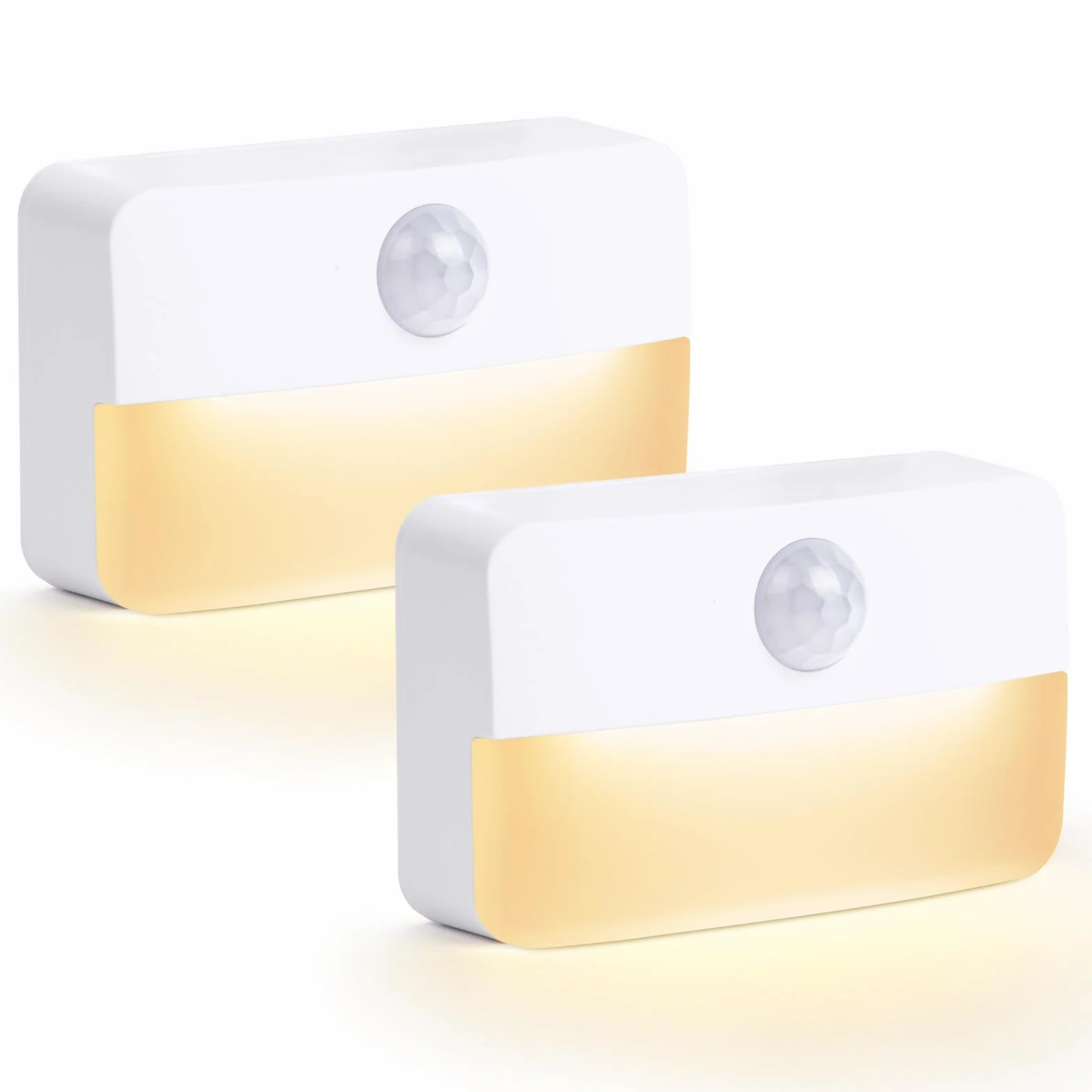 HOTUT Lampka Nocna LED z Czujnikiem Ruchu i Zmierzchu, 2 Sztuki, Zasilanie Bateryjne, Automatyczne Włączanie/Wyłączanie, Do Szafy i Schodów