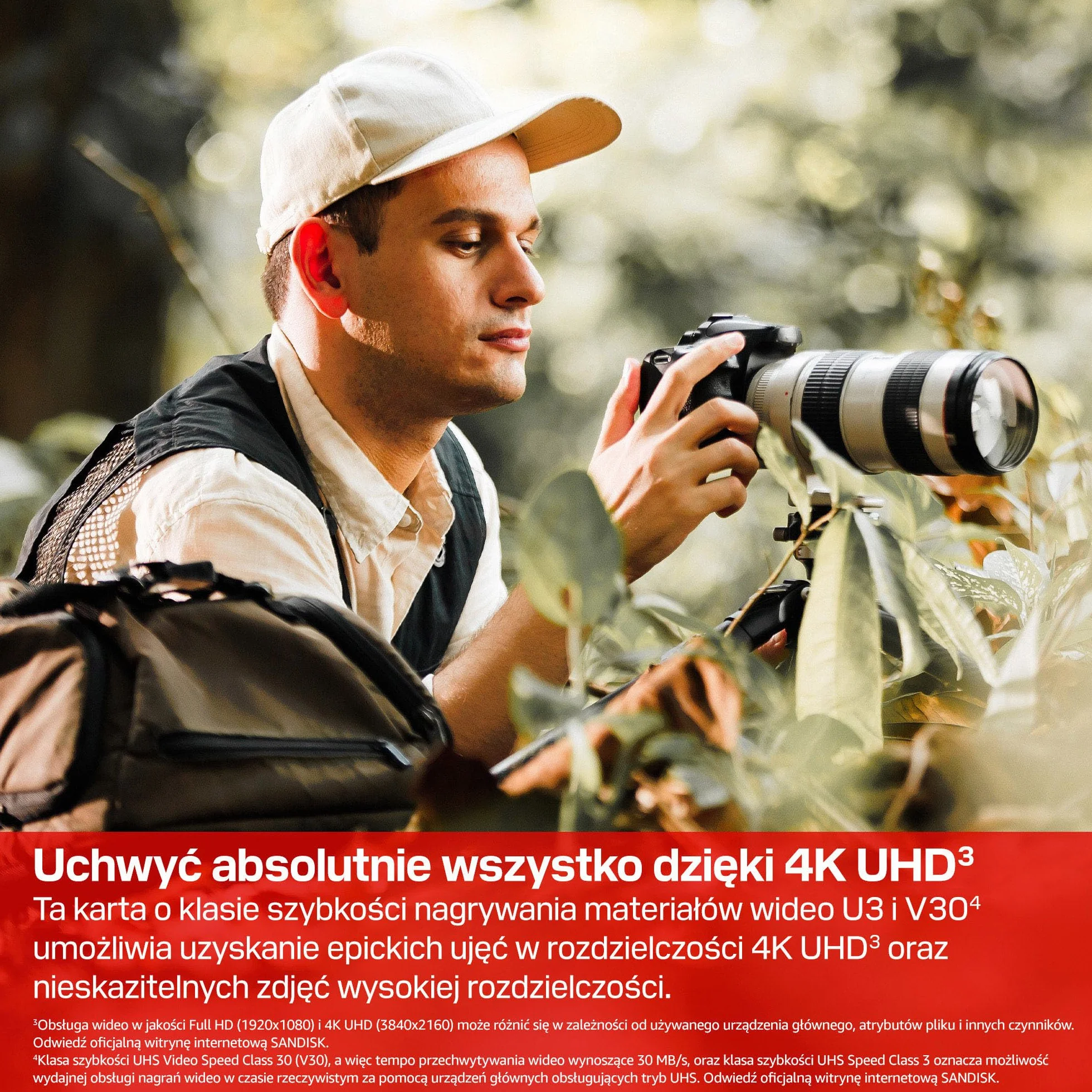 SANDISK Extreme PRO Karta SD UHS-I 64 GB 200 MB/s odczyt 90 MB/s zapis U3 V30 4K UHD