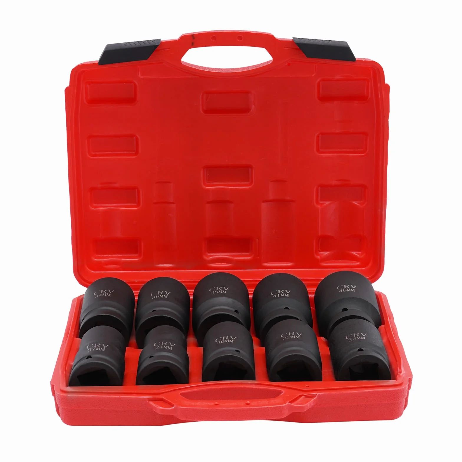Zestaw nasadek do kluczy udarowych 1", nasadka udarowa, zestaw 10 nasadek 24-46 mm, ciężki chrom molibden gniazdo do ciężarówki, automatyczne narzędzia mechaniczne z walizką do przechowywania narzędzi