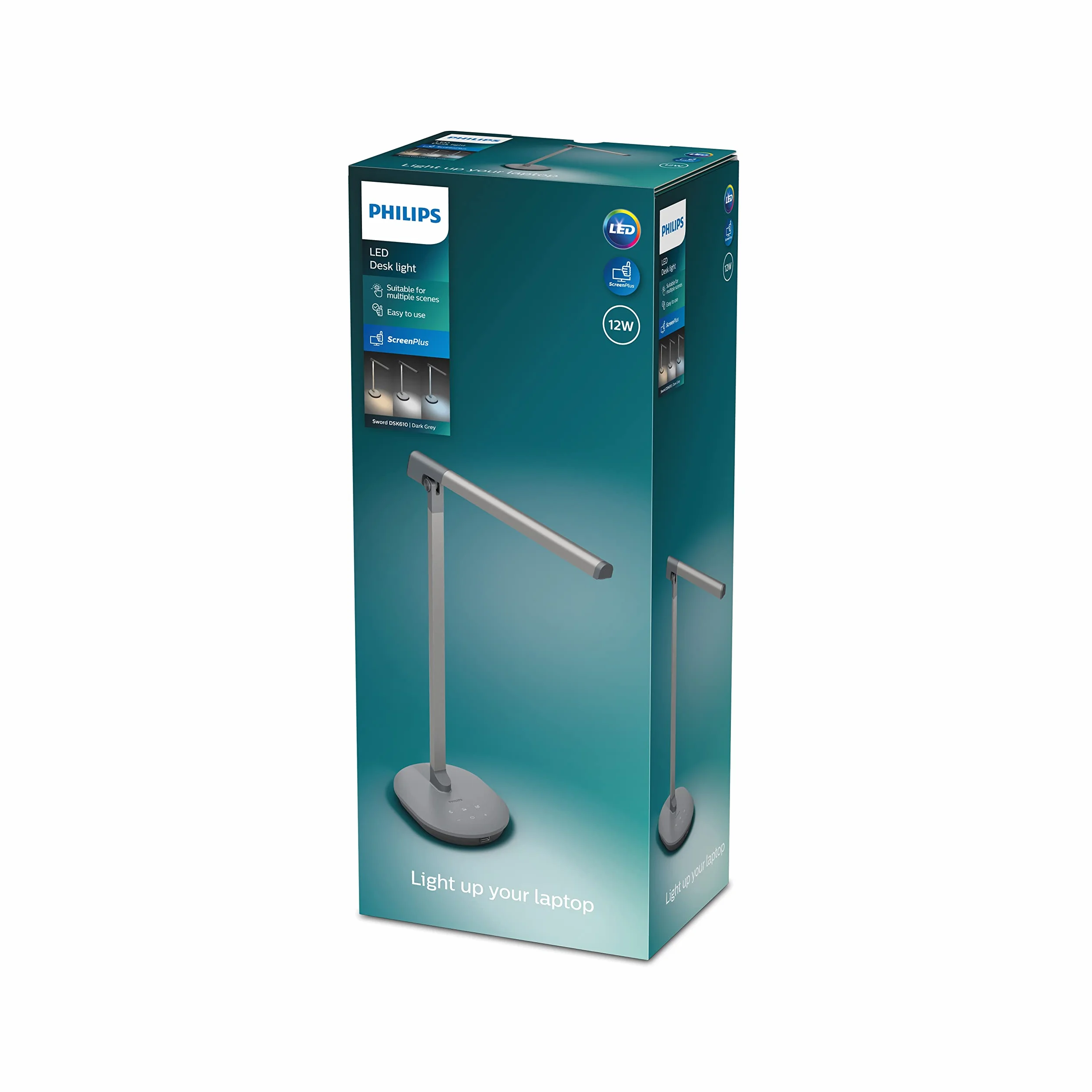 Philips LED Lampka biurkowa Performance Sword DSK610, 14 W, 2700-6500 K, szara, możliwość przyciemniania