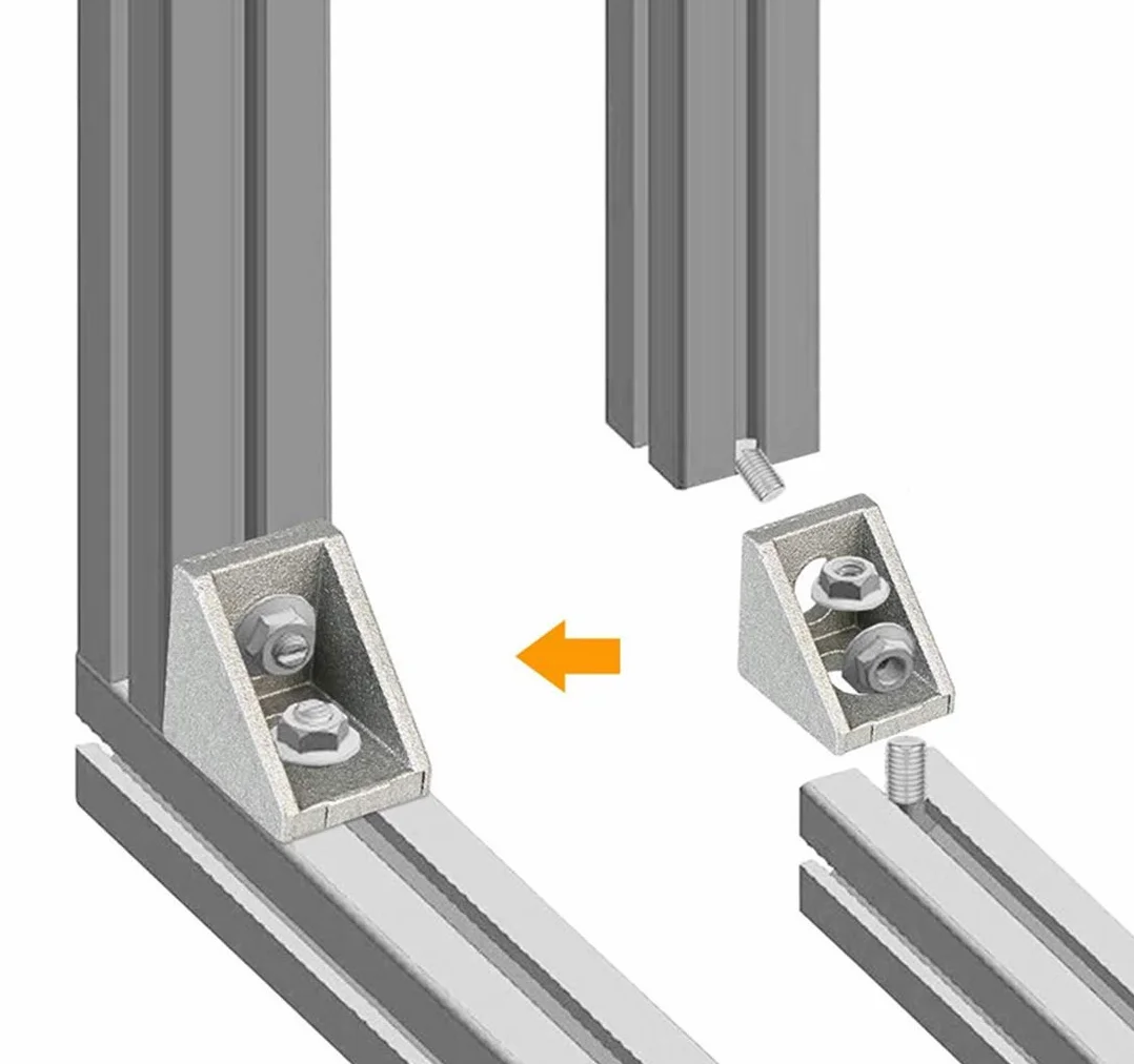 25 szt. 2020 wspornik narożny stop aluminium kształt litery L prosty przegub klamrowy wytłaczanie 20 x 20 mm