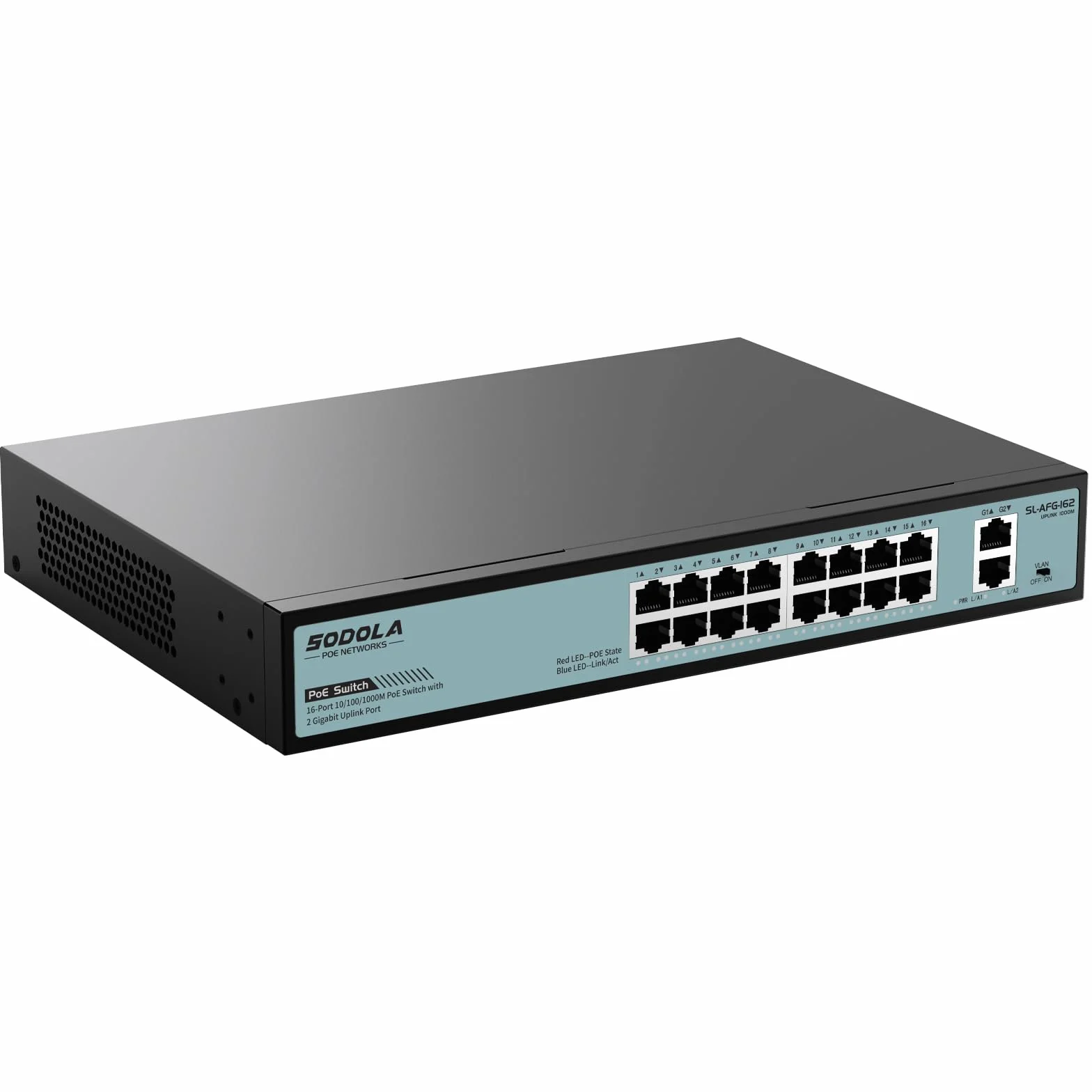 SODOLA 18-portowy przełącznik Gigabit PoE 400 W niezarządzany Ethernet IEEE802.3af/at VLAN