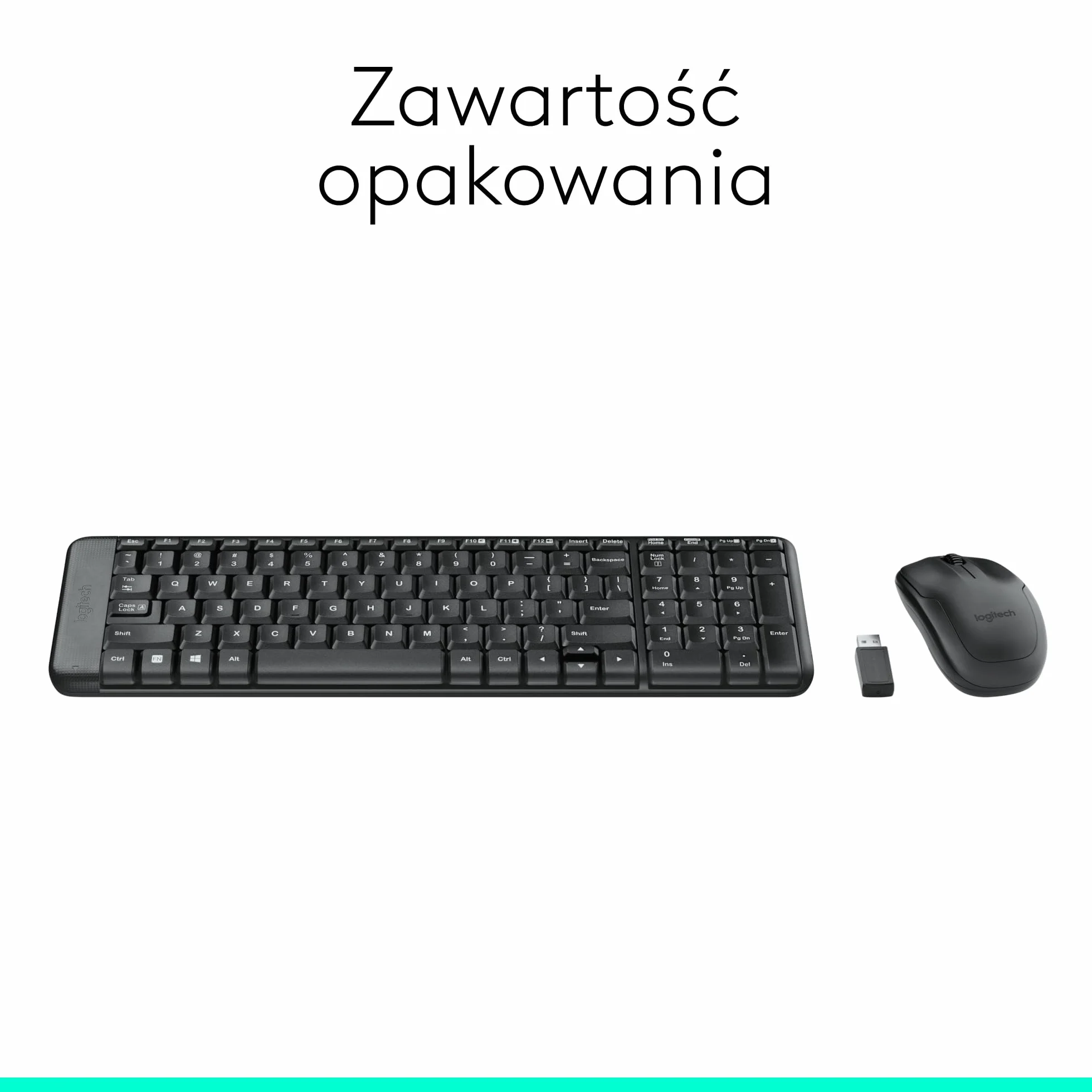 Logitech MK220 Compact Combo, Zestaw Klawiatura i mysz dla systemu Windows, 2,4 GHz Odbiornik USB, 24 pracy na baterii, PC, laptopem, QWERTY układ US Intl - Czarny