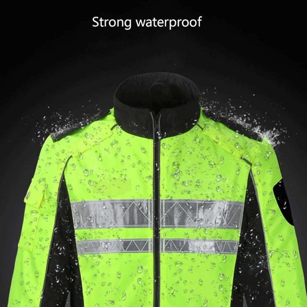 Kamizelka Bezpieczeństwa Kamizelka Odblaskowa Rowerowy garnitur odblaskowy, Oxford Cloth Safety Kurtka wodoodporna odbijająca wysoka widoczność fluorescencyjna żółta Executive Kamizelka