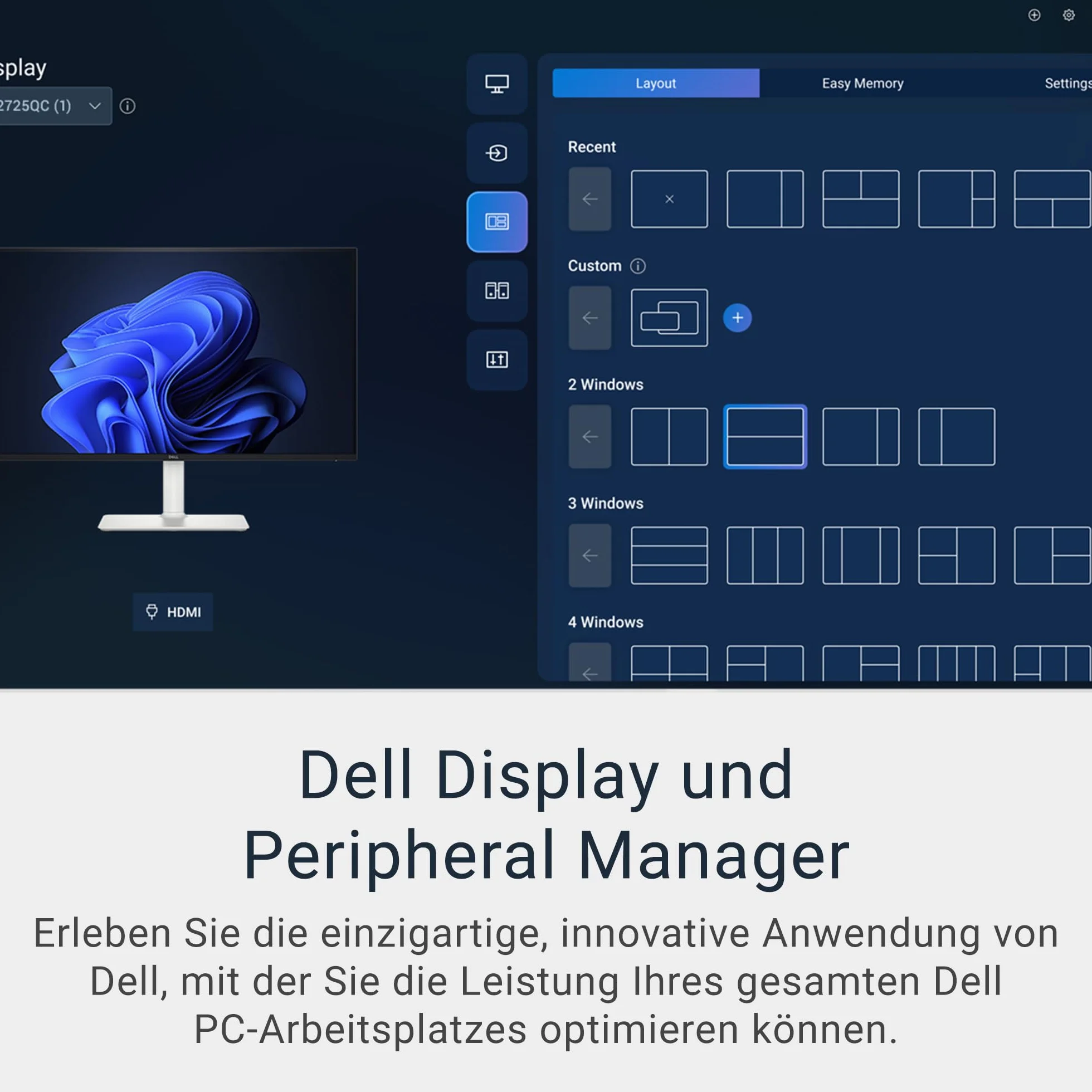 Dell Monitor 27 Plus - S2725QS, 4K UHD (3840x2160), 120Hz, IPS, 4ms, AMD FreeSync Premium, 99% sRGB, regulacja wysokości, wbudowane głośniki, DisplayPort, 2 HDMI, 3 lata