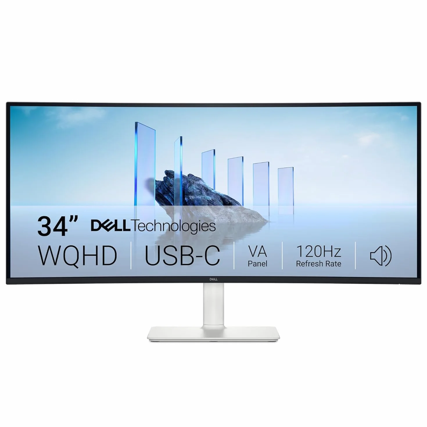 Dell Ekran PC 34 Plus USB-C - S3425DW, WQHD (3440x1440), 21:9 Zakrzywiony, 120Hz, VA, 1ms, AMD FreeSync Premium, HDR10, regulacja wysokości, wbudowane głośniki, 2 USB-C, 2 HDMI, 2 USB, 3 lata