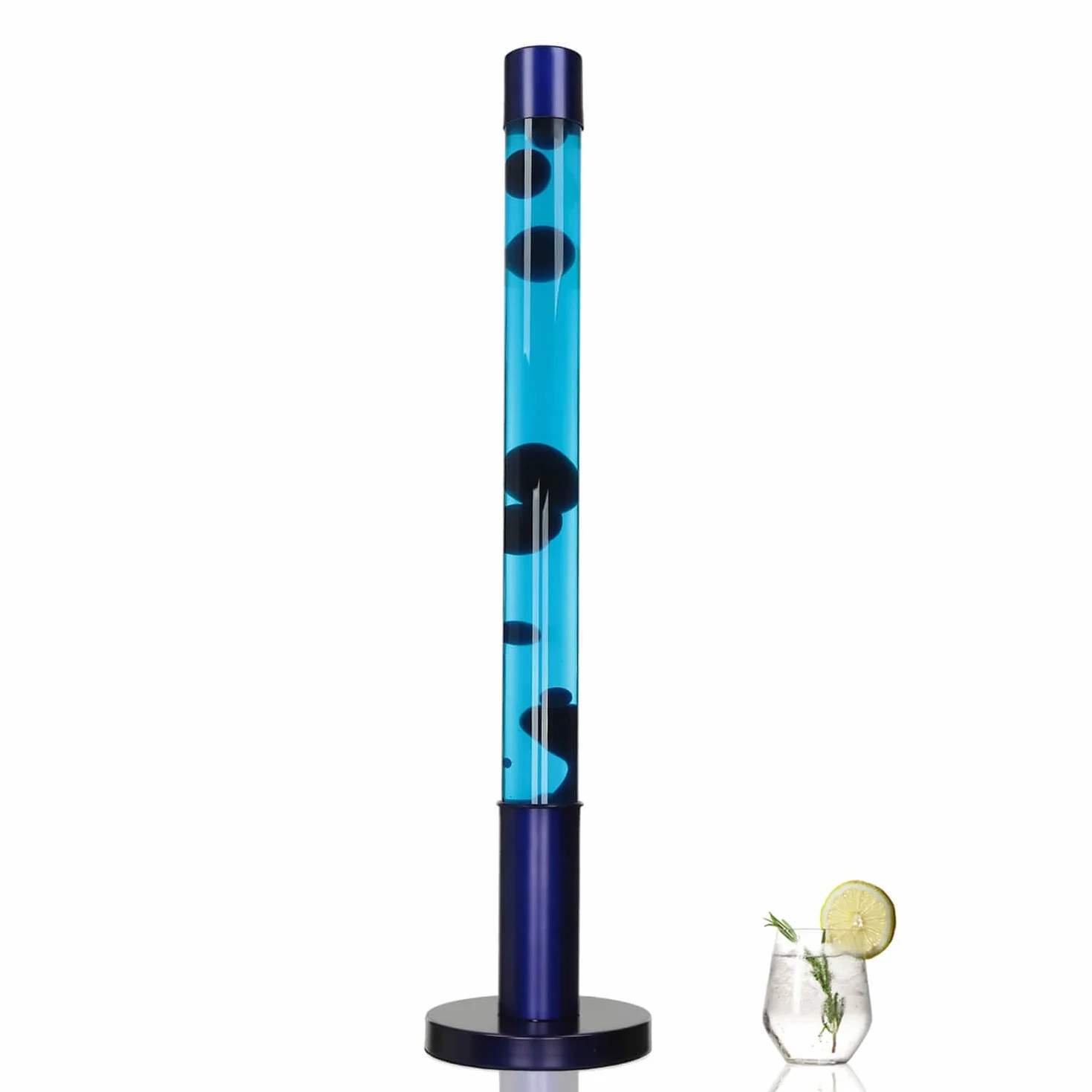 Lampa lawa XXL duża niebiesko-fioletowa, lampa retro, chłodna, tajemnicza, magiczna, 76 cm, G9 50 W z przełącznikiem kablowym, w tym żarówka, lampa podłogowa wulkan