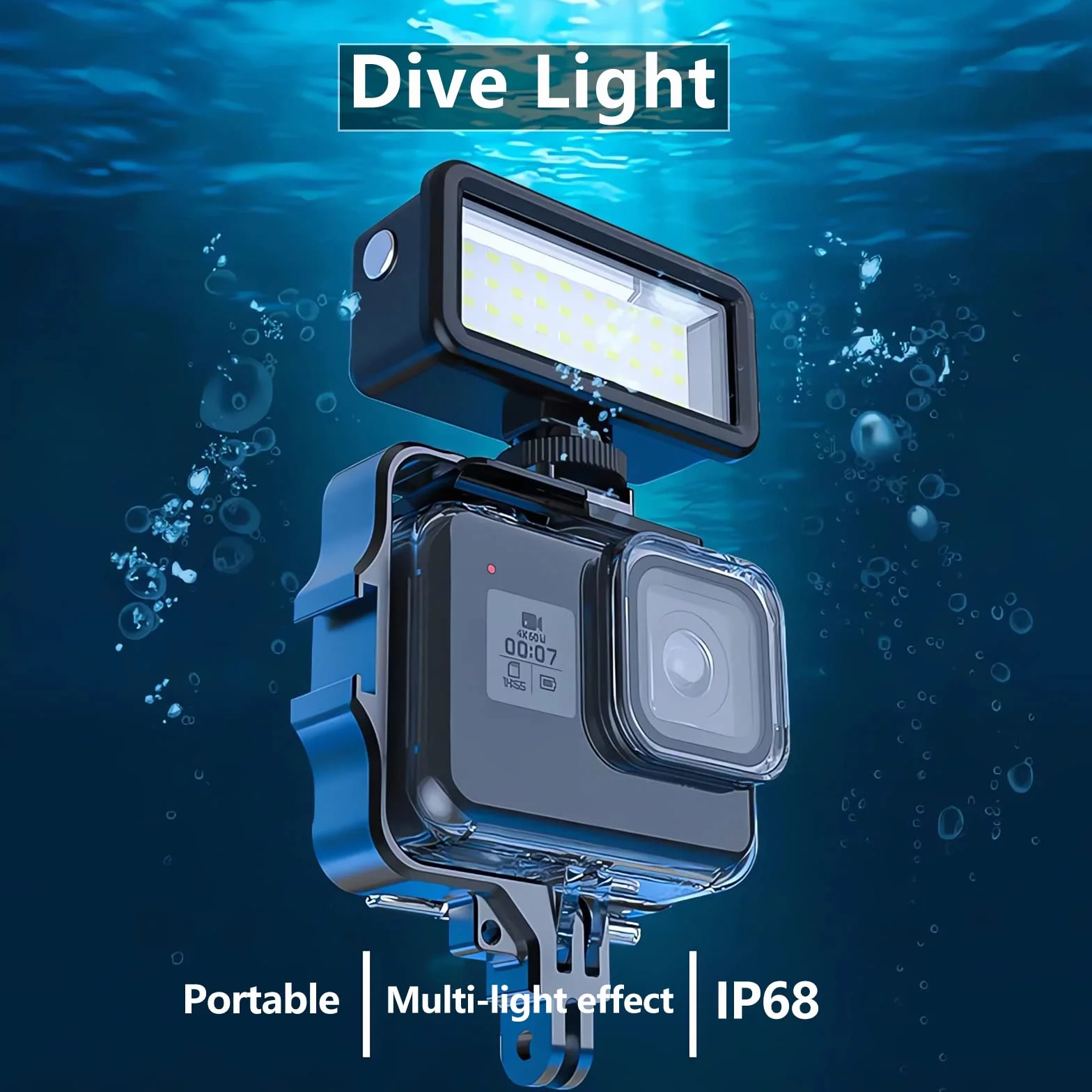 REYGEAK Oświetlenie podwodne High Power IPX8 z filtrami kolorowymi do GoPro Hero 11/10/9 Insta360 X3 DJI Action 3