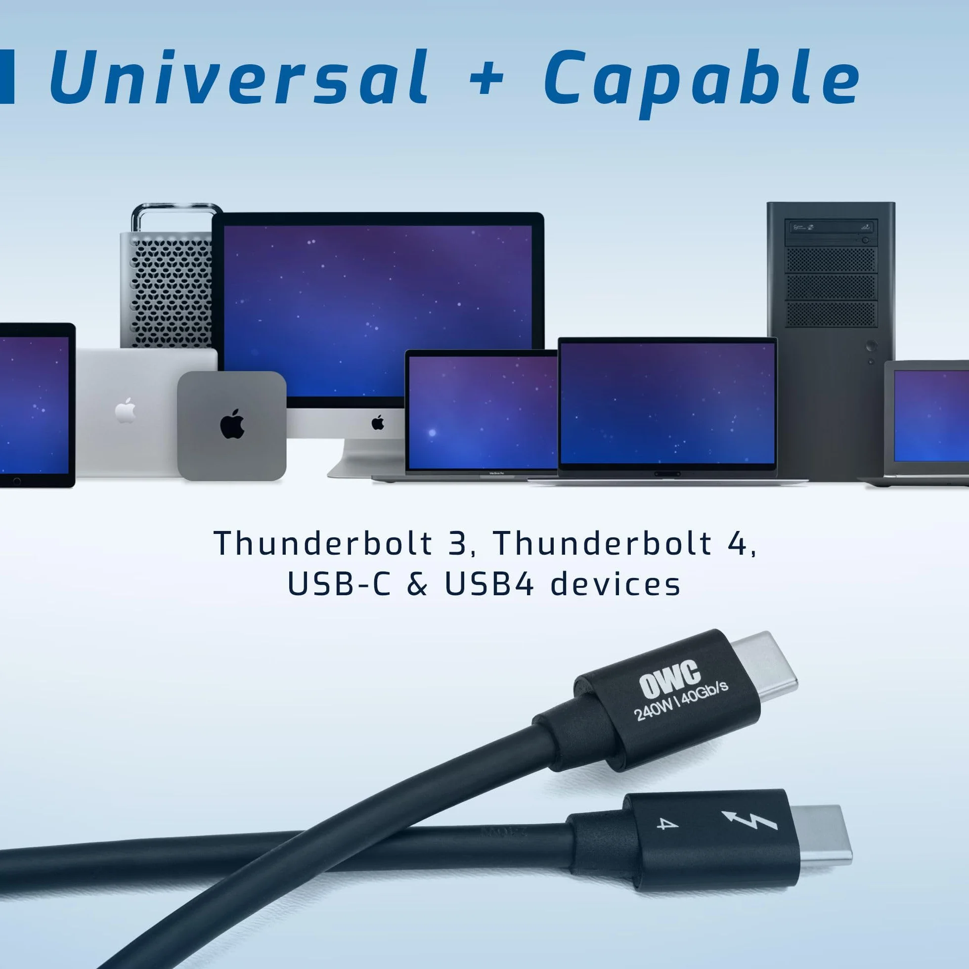 Owc Thunderbolt 4 OWCCBLTB4C1.0M Kabel Usb, Czarny, 100cm
