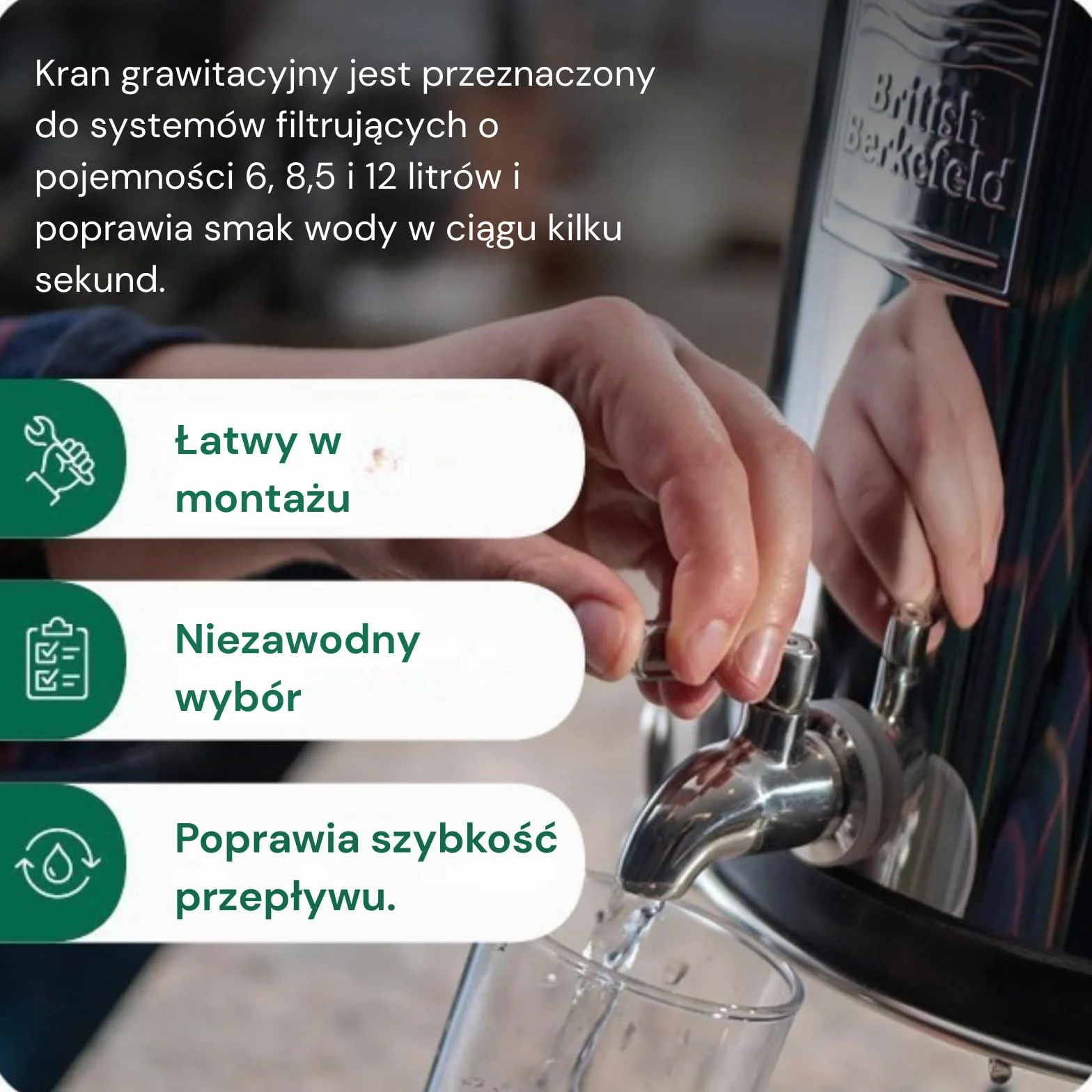 British Berkefeld Plastikowy Kran Grawitacyjny | Pasuje Do Pojemników Grawitacyjnych O Pojemności 6, 8,5 I 12 L | Poprawia Przepływ I Kontrolę | Konstrukcja Zapobiegająca Wyciekom