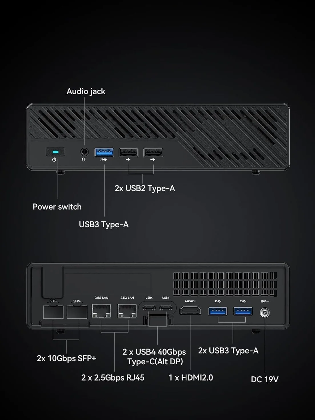 MINIS FORUM MS-01 Mini PC Stacja Robocza Intel Core i5-12600H 32GB RAM 1TB SSD 10Gbps SFP+