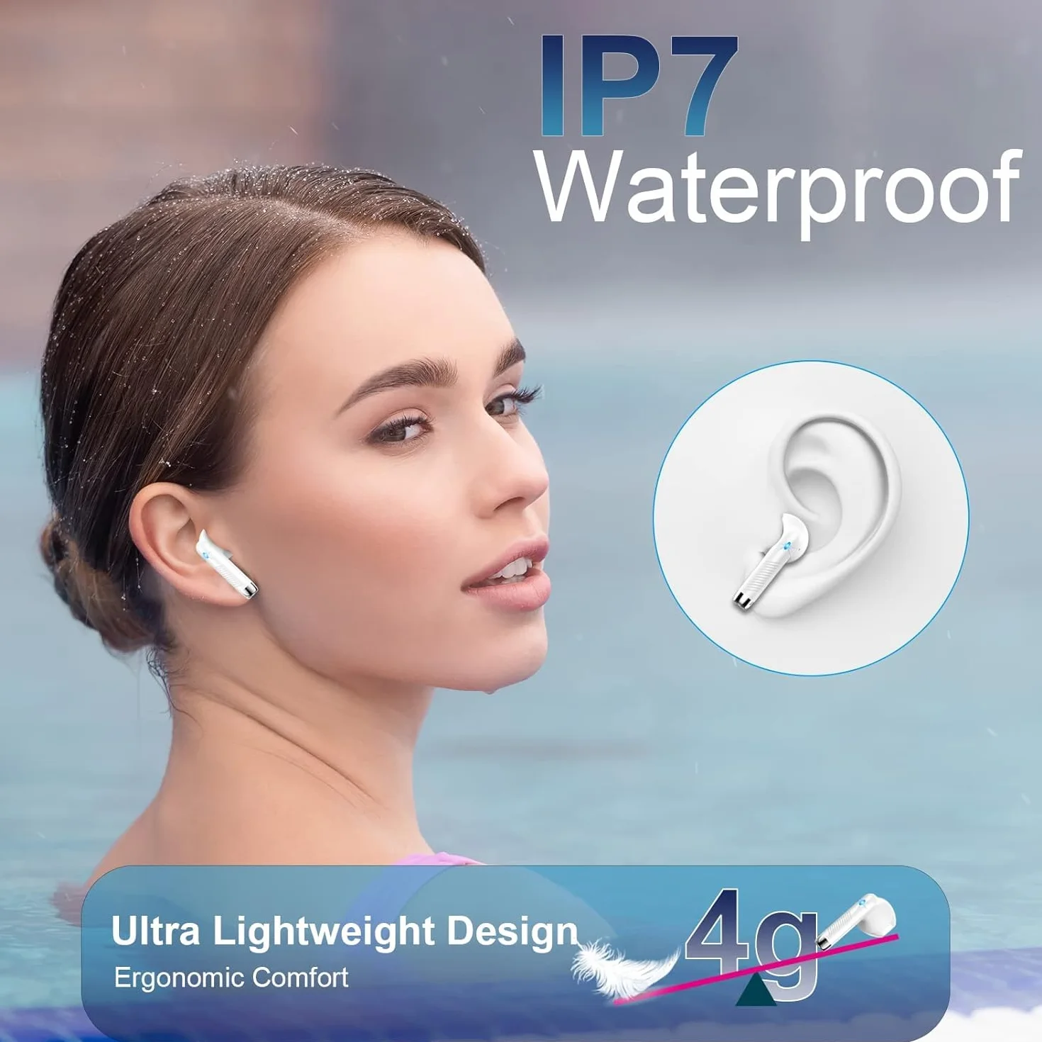 Słuchawki bezprzewodowe Bluetooth 5.3 douszne z ENC, 48h, wyświetlacz LED
