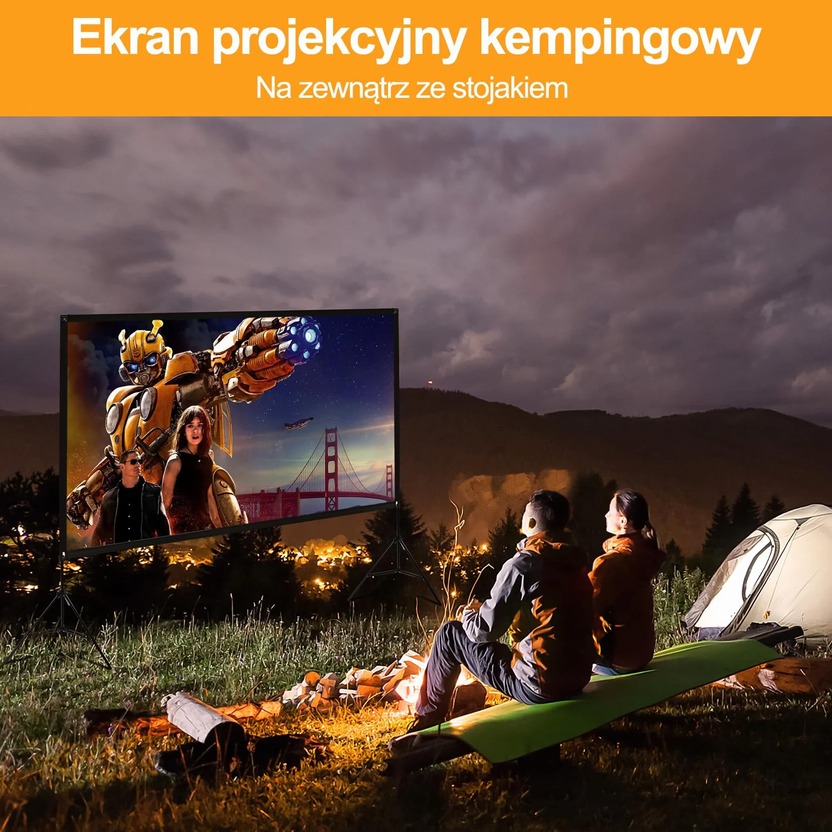 VISULAPEX 100" Ekran do wideoprojektora składany 4K HD 16:9 na stojaku z torbą