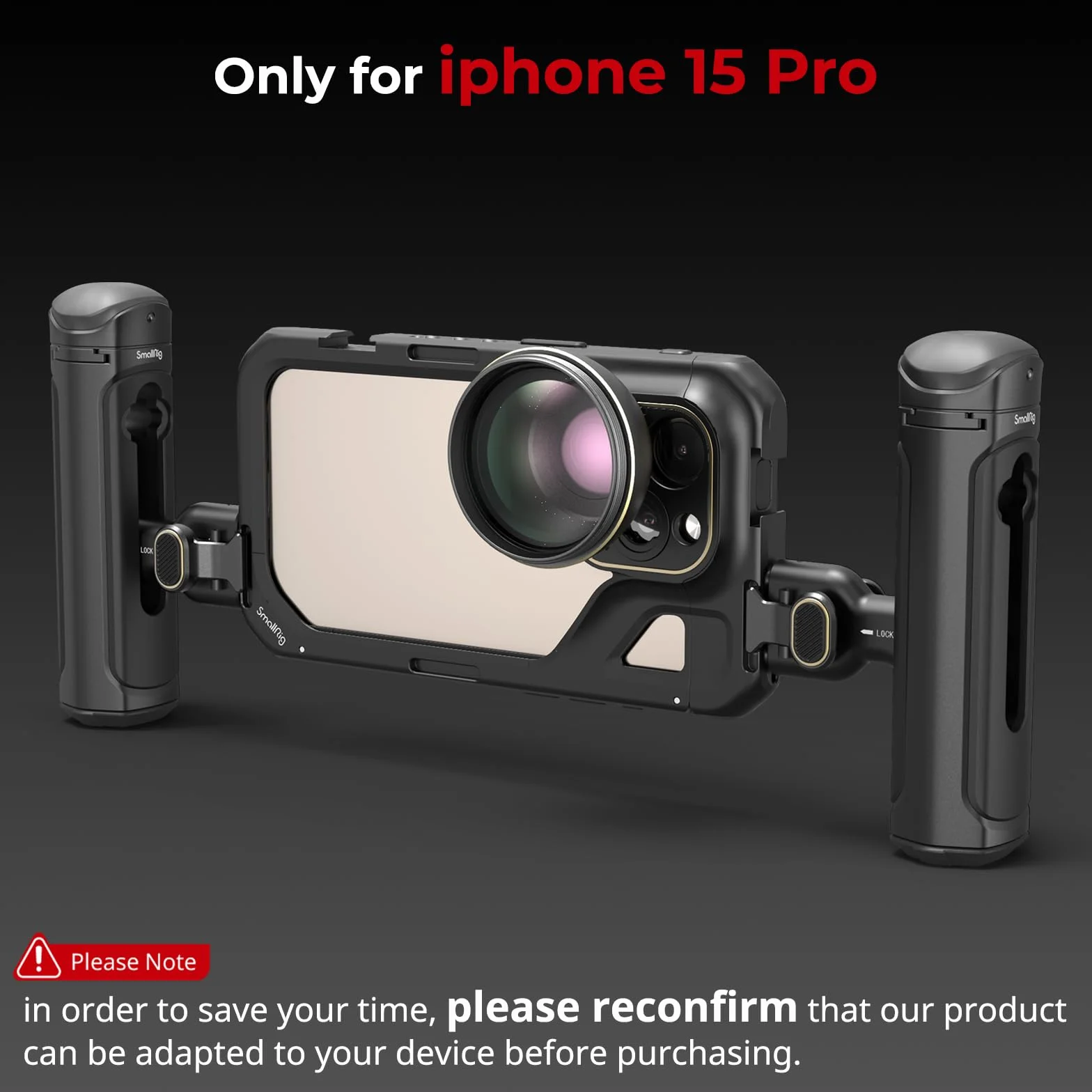 SMALLRIG Zestaw z podwójną podręczną obudową telefoniczną do iPhone 15 Pro, z bezprzewodowymi uchwytami z szybkozłączką, adapterem filtra 67 mm, zestawem do mobilnego zestawu - 4397B