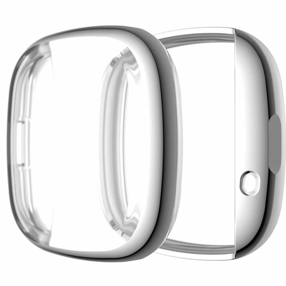 Etui Fitbit Versa 3/Sense folia ochronna silikon TPU srebrne