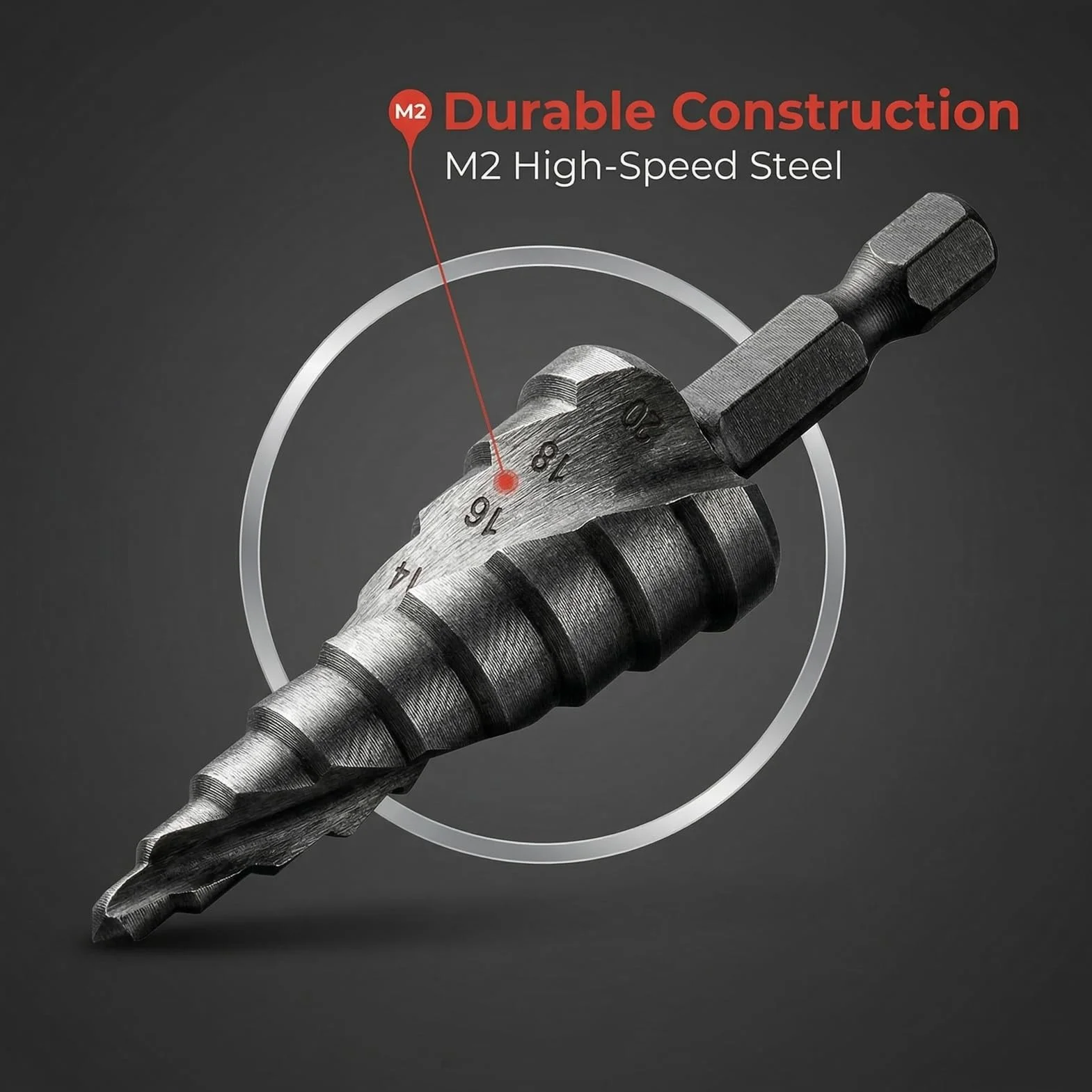 Step Zestaw bitów do frezów krokowych do metal do stali, wiertło stopniowe HSS Spiral Groove Pagoda Hole Reamer Hex Shank Tool for Metal Black