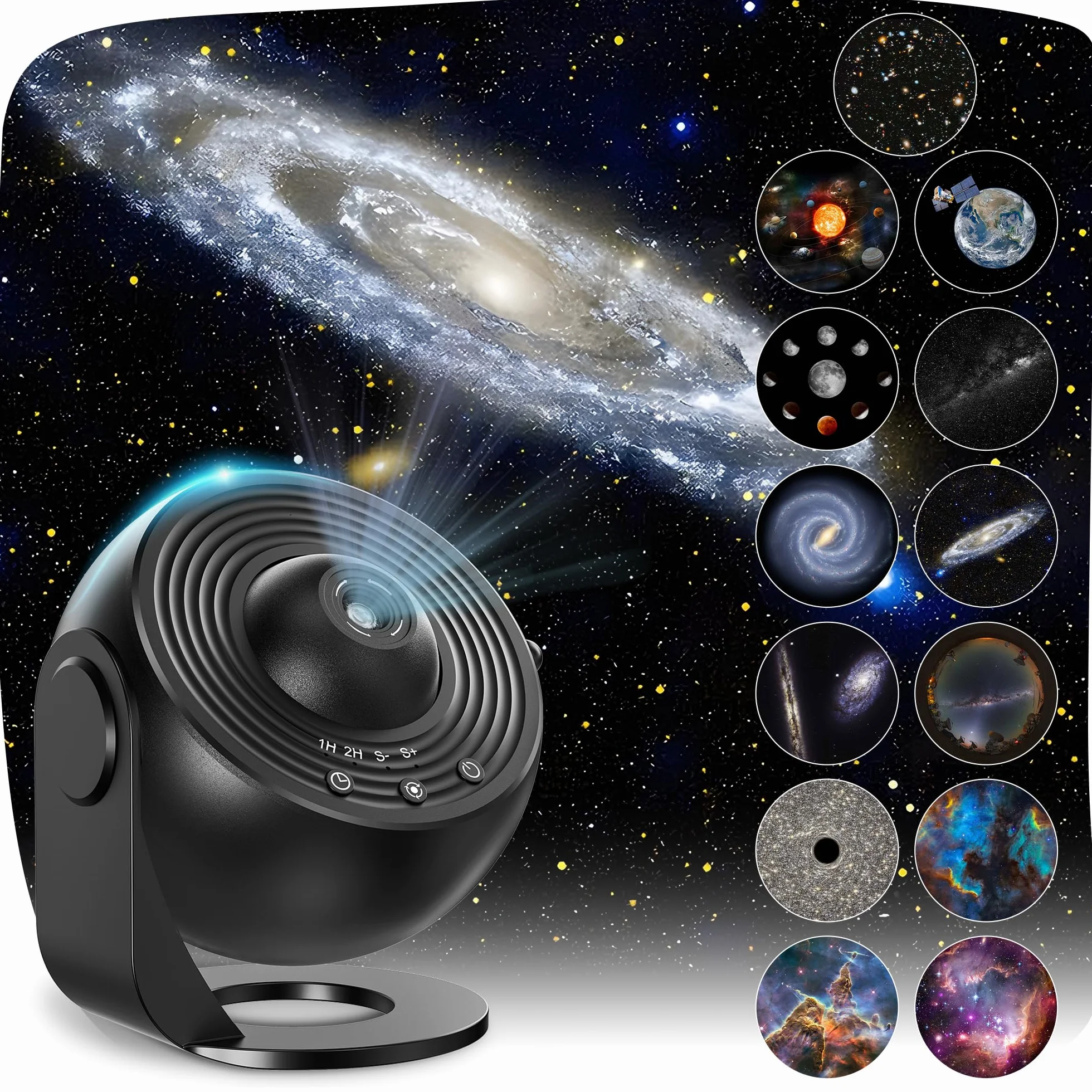 Mexllex Projektor gwiaździstego nieba, projektor gwiaździstego nieba do sypialni, 12 planet, projektor LED gwiaździstego nieba, dla dzieci i dorosłych, do sypialni, na imprezę, sufit